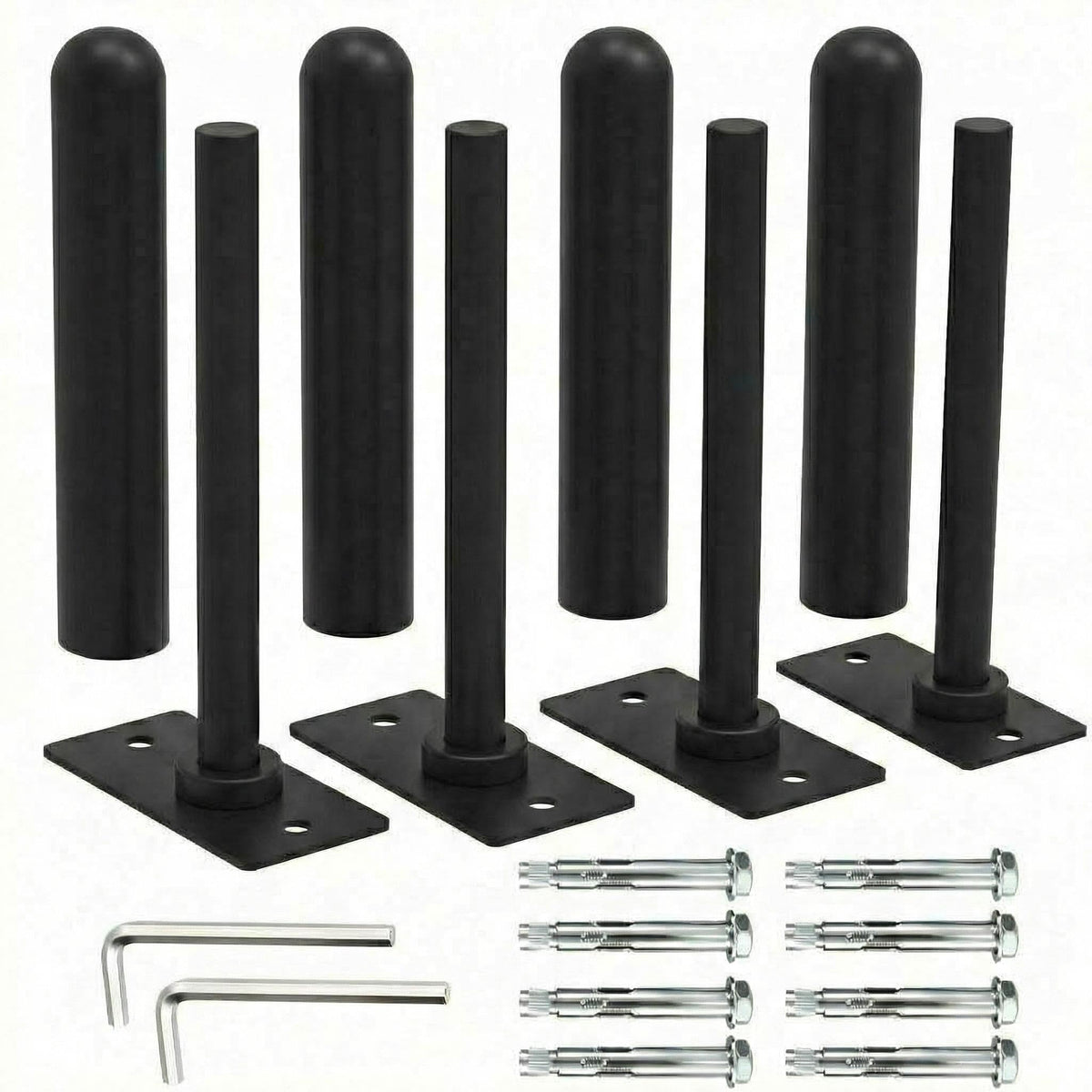 4 Pack Wall Mounted Weight Plate Holder-Fit 1 and 2 Inch Standard Weight Plates with Protective Rubber Pad and Hardware, 300 LB Weight Capacity