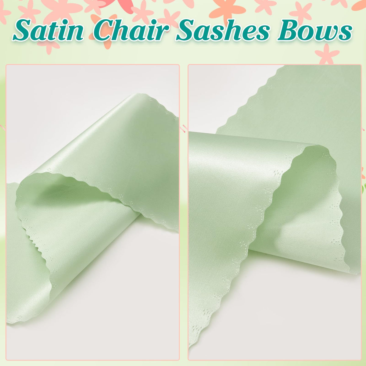 Pack of 80 Sage Green Satin Chair Sashes Bows Ties Upgraded 7 X 108 Inch Chairs Ribbons for Festive Gift Hotel Wedding Ceremony Halloween Christmas Thanksgiving Party Banquet Event Decoration