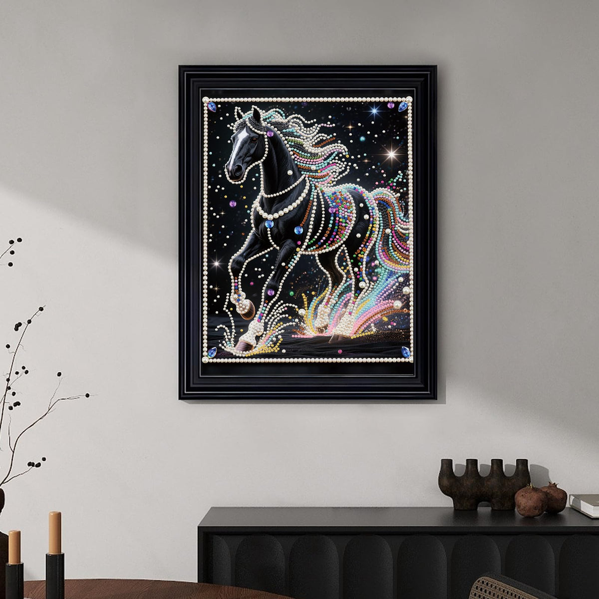 WSLWXSHM Pearl Diamond Painting Kits for Adults Horse, 5D Special Shape Diamond Art Kits for Beginners, Crystal Rhinestones Diamond Painting for Home Wall Decoration Gift 12×16inch/30×40cm Animal