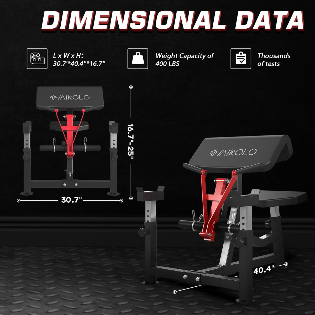 Mikolo Preacher Curl Bench, Plate Loaded Bicep Curl Machine, Bicep and Tricep Workout Equipment，2 in 1 Arm Training Machine for Home Gym