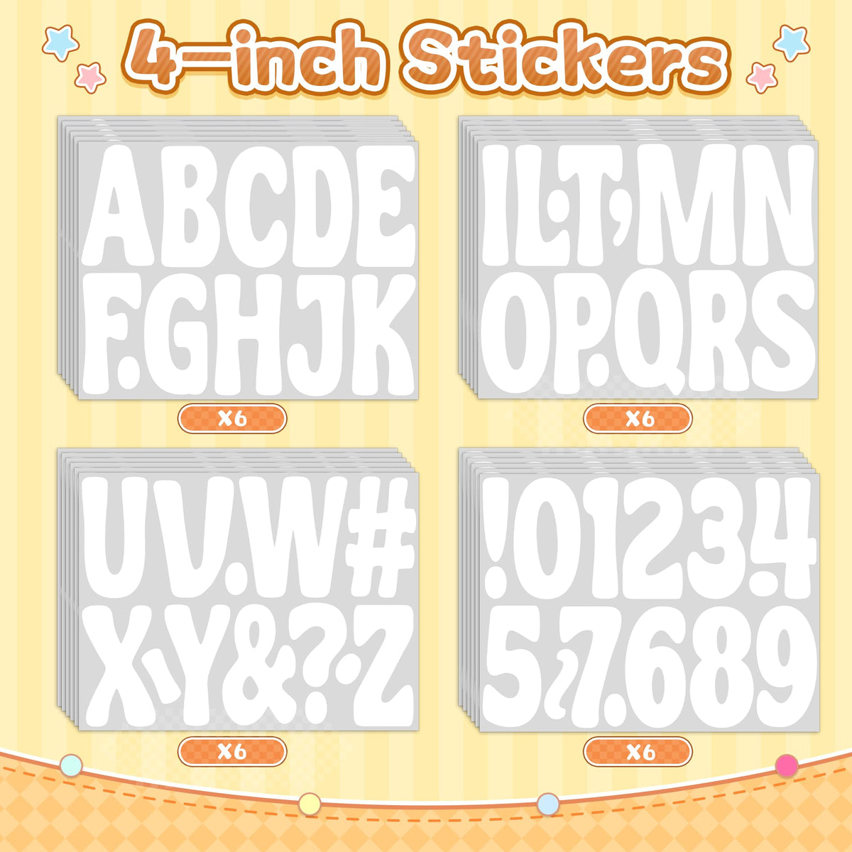 300 PCS Letter Stickers Bulletin Board Letters 24 Sheets Large Alphabet Number Stickers Waterproof Vinyl Self-Adhesive Letters for Poster Board Mailbox Crafts Classroom Home Party Decor(White, 4 Inch)