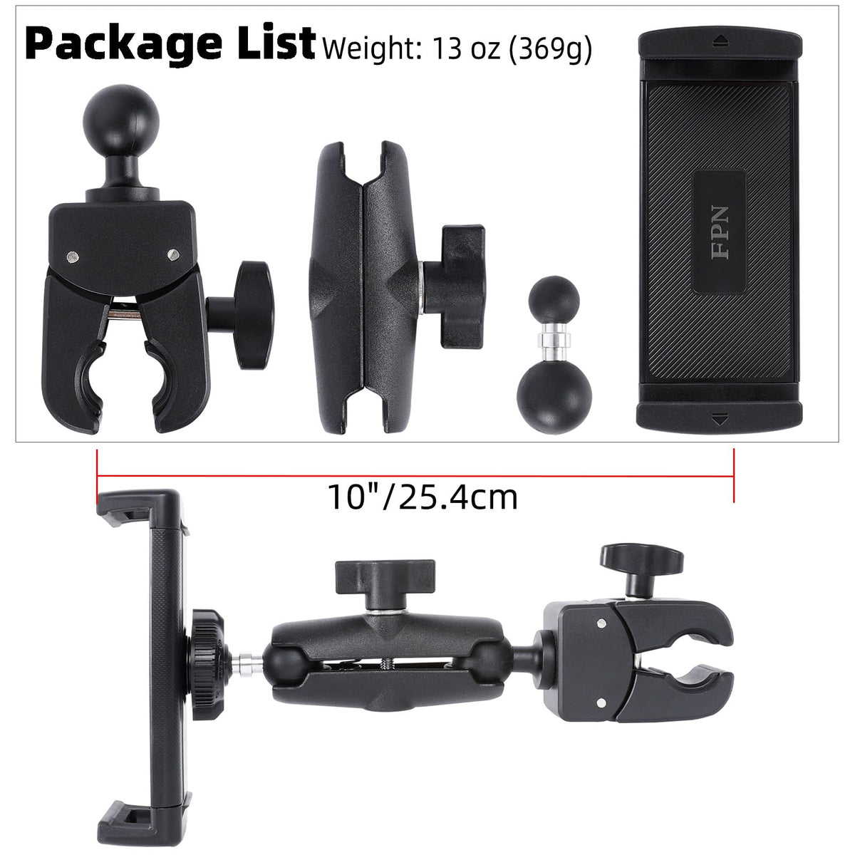 FPN Spin Bike Tablet Holder for iPad, Phone Holder Stand Exercise Bike Handlebar Mount for Treadmill Stationary Bicycle Elliptical Spin Bike Stroller Mic Stand, Compatible with iPad, iPhone (4.7-13")