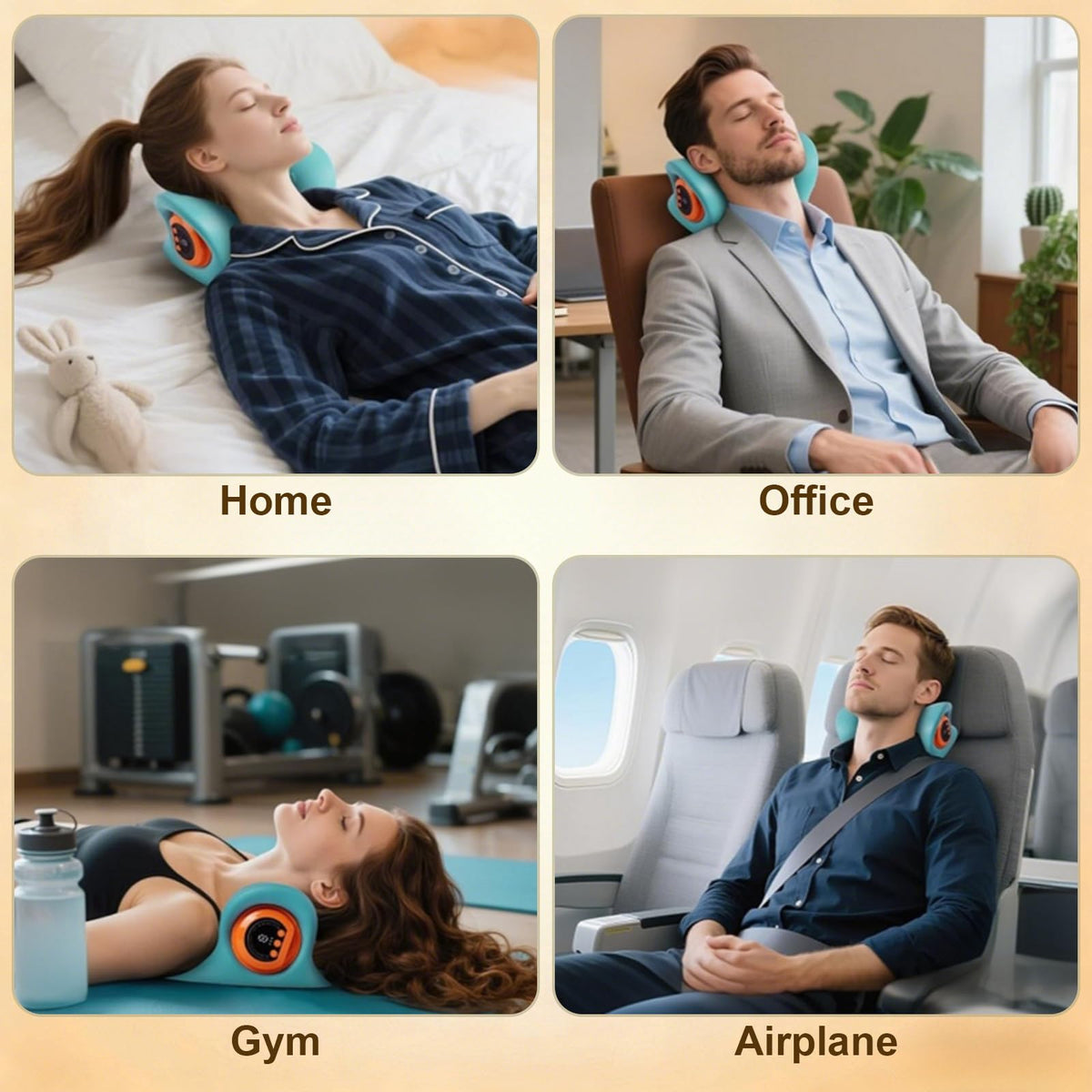 Kalamera Heated Neck Massager Pillow with Vibration Rechargeable Ergonomic Neck Traction Device for Stretching Pain Relief Deep Tissue Portable Cervical Massager for Home Office Travel Relaxation
