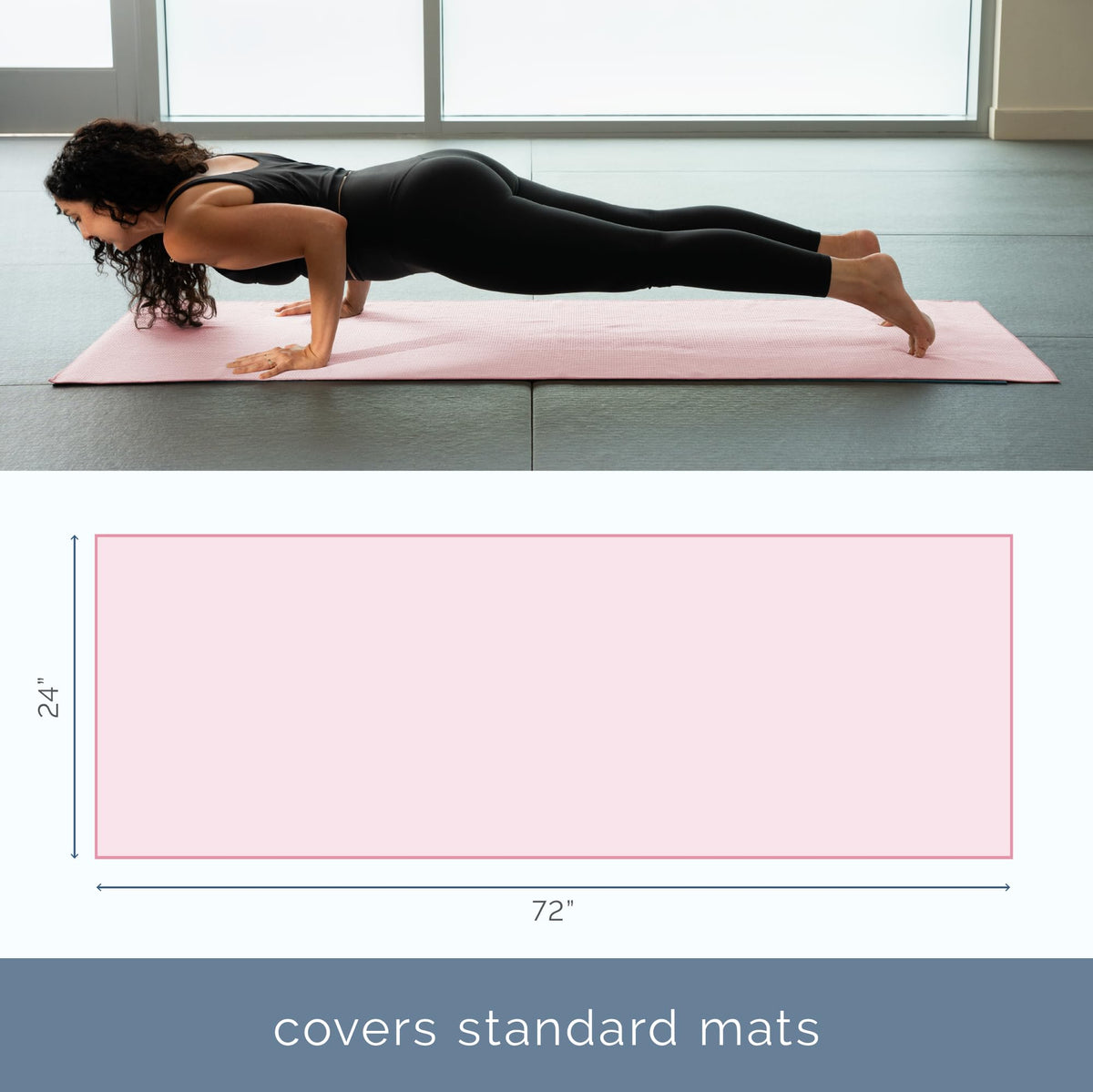 S&T INC. Yoga Mat Towel with Non-Slip Grip, Enhanced Silicone Grip, Soft and Absorbent for Gym, Pilates, and Hot Yoga Mat, 2 Pack, 24 inches x 72 inches, 340GSM, Pink and Grey