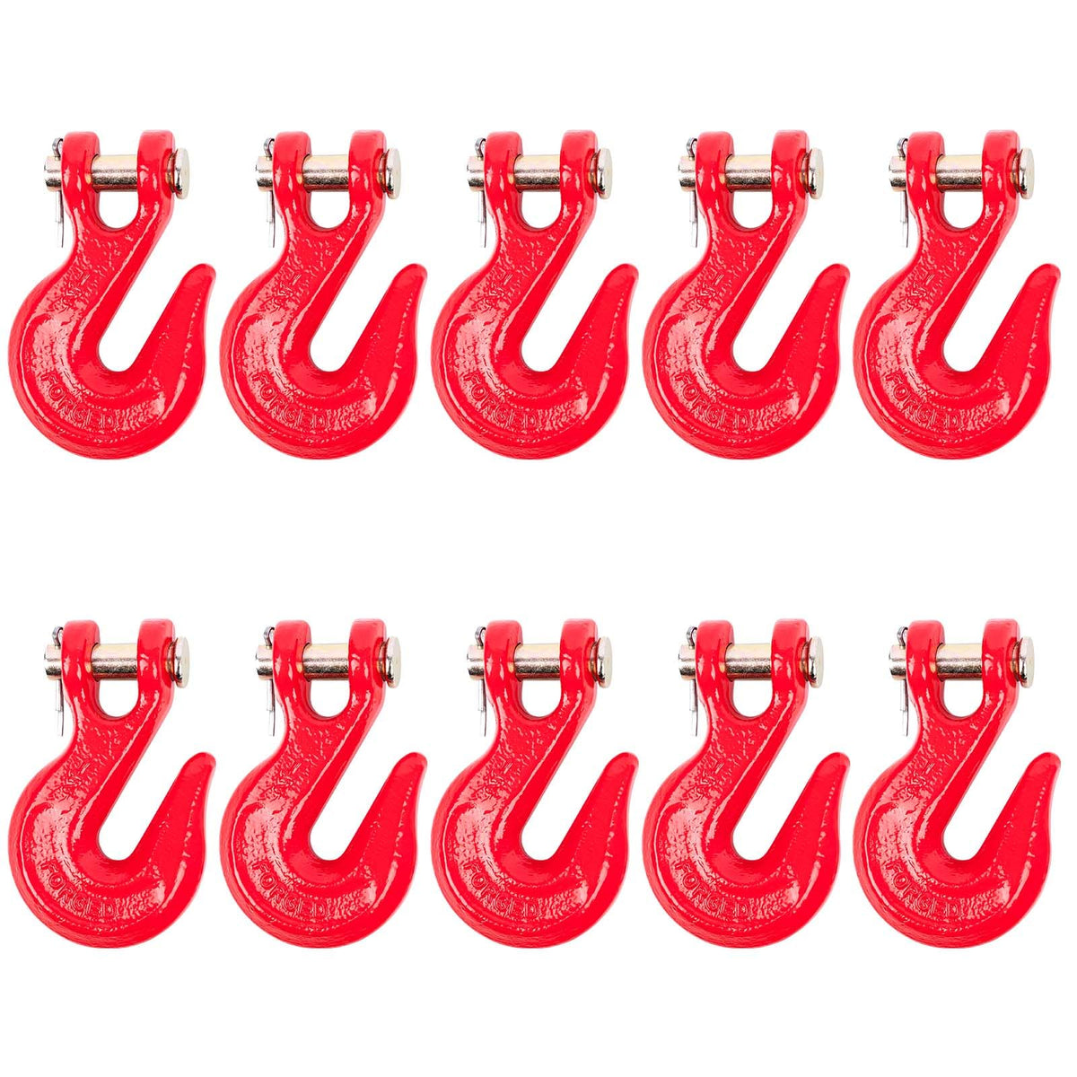 Lechansen 1/2'' G80 Clevis Grab Hook,10 Pack Grade 80 Chain Hooks 1/2 Inch Heavy Duty, 12,000 Lbs Working Load Limit Tow Hooks Transport Chain Hooks for G80 Binder and Chains - Red