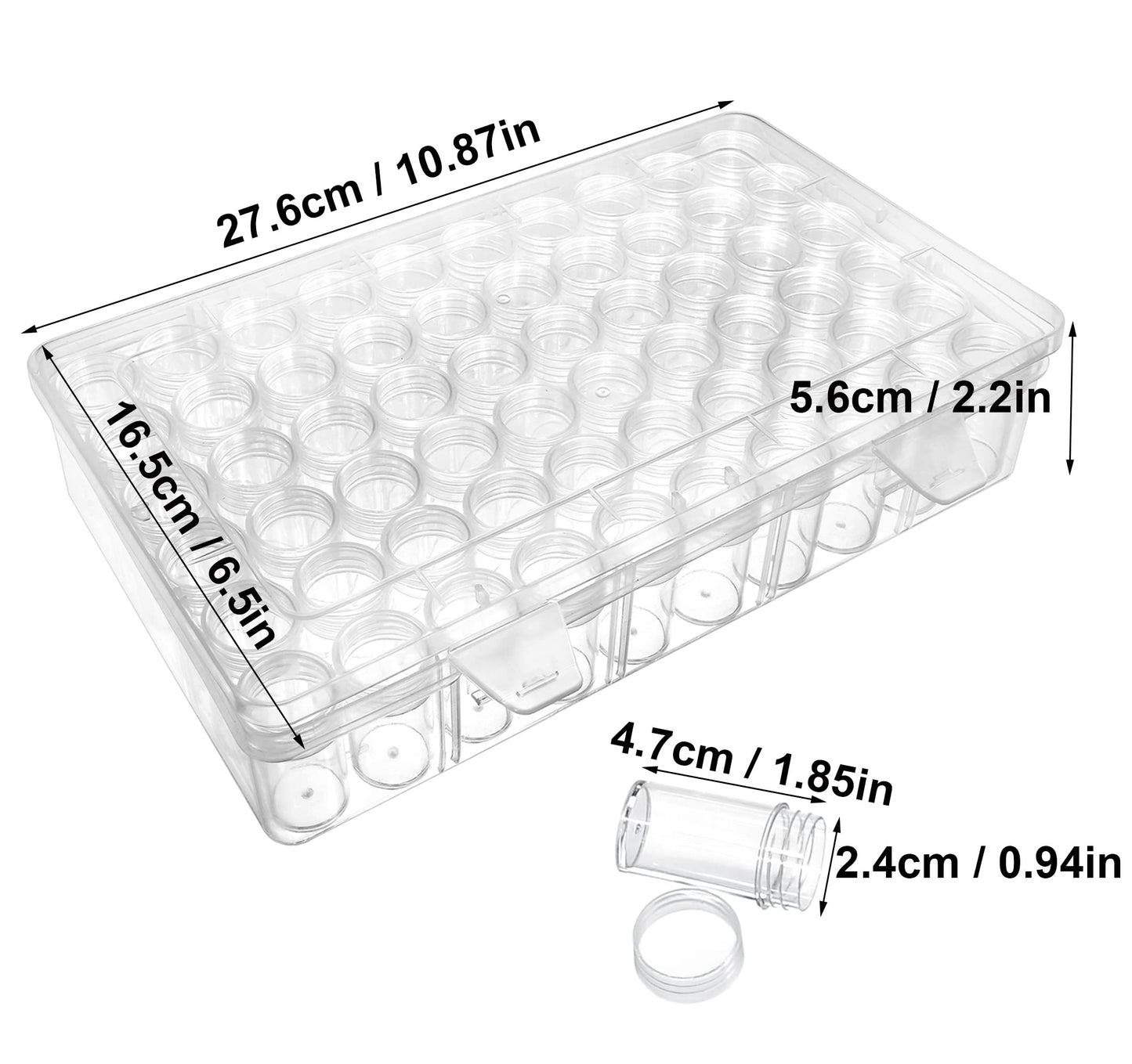 Notgia 1pack 60 Grids Bead Organizer and Storage Diamond Painting Containers Portable Plastic Case Box Arts Crafts Storage for Seeds Beads Sewing Cosmetic Nail Glitter Powder Small Parts Rhinestones