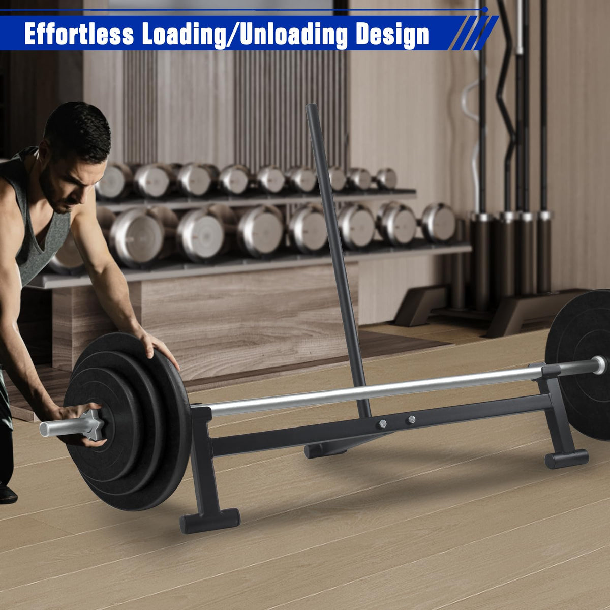 Deadlift Barbell Jack Stand for Easy Changing Weight Plates - 2000 LB Capacity, Elevated Lift for Gym and Home Workouts,Black