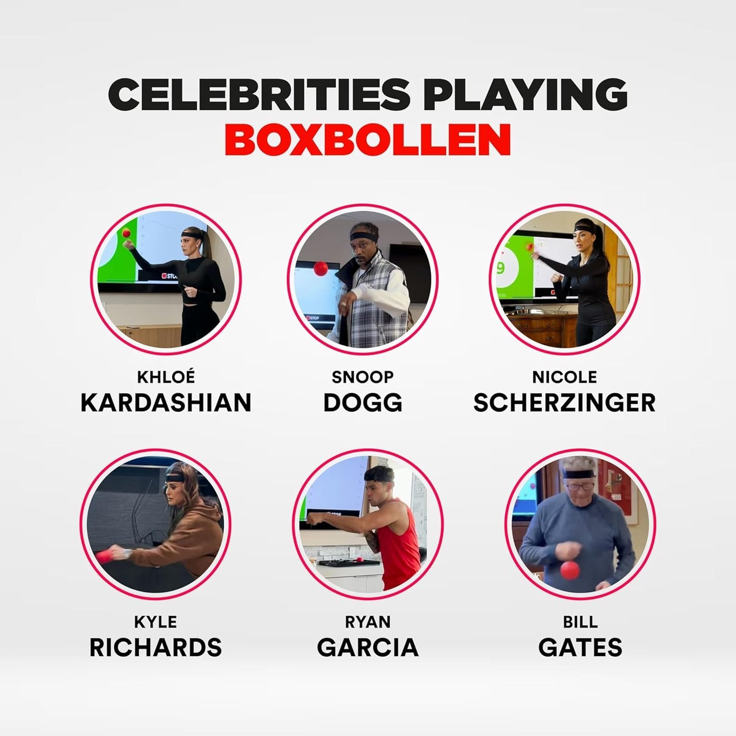 Boxbollen® Boxing Reflex Ball - Celebrity-Endorsed Home Workout Game - App-Connected Punch Counter - Hand Eye Coordination Training Ball - Christmas Gift for Boxers, All Ages - Stocking Stuffer - Red
