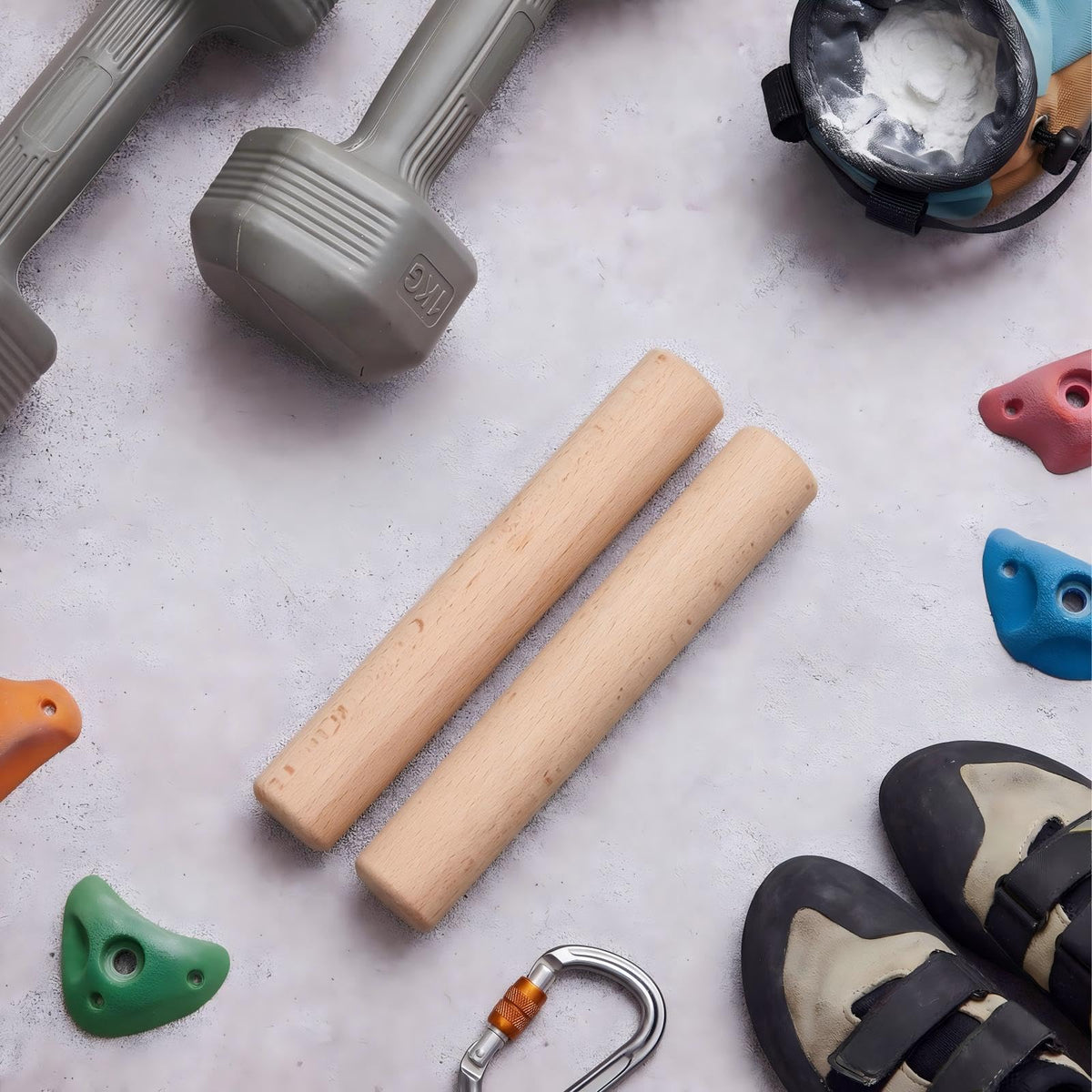 Qunclay 2 Pcs Climbing Hard Wood Pegs for Peg Boards, 6.5" in Length Wood Peg Board Climbing Holds for Body Building, Grip/core Strength and Endurance Training