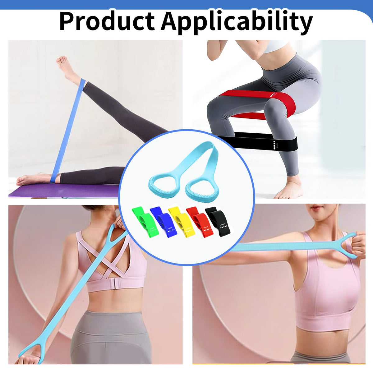 Resistance Bands for Working Out, 5 Pack Resistance Bands & 1 Pcs Elastic Pilates Flexband for Physical Therapy, Stretch Exercise Loop Bands for Yoga, Booty & Legs Strength Training