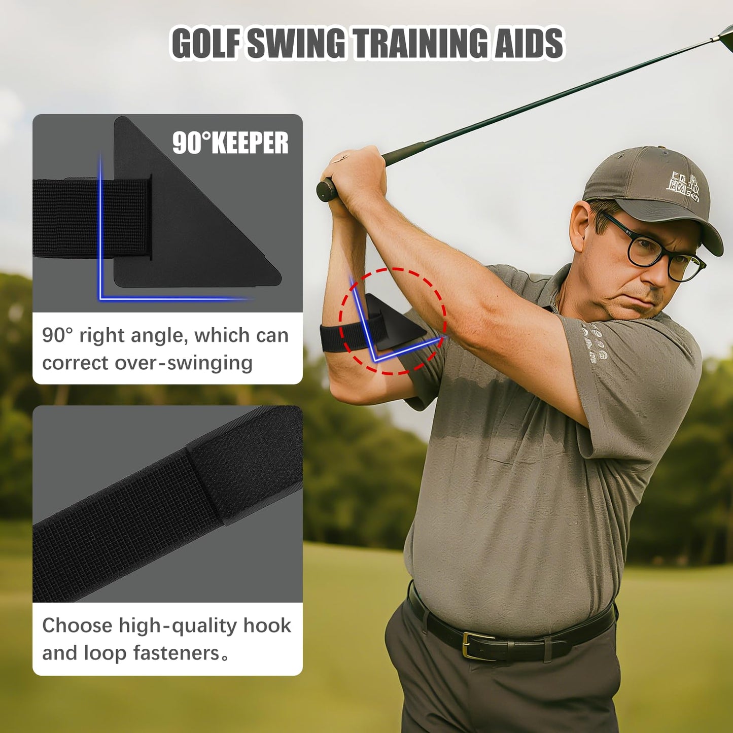 Kivan Base Golf Swing Trainer Aid, 90°Keeper Golf Posture Correction Training Aid, Professional Swing Accuracy Improvement Tool for Preventing Over Swinging