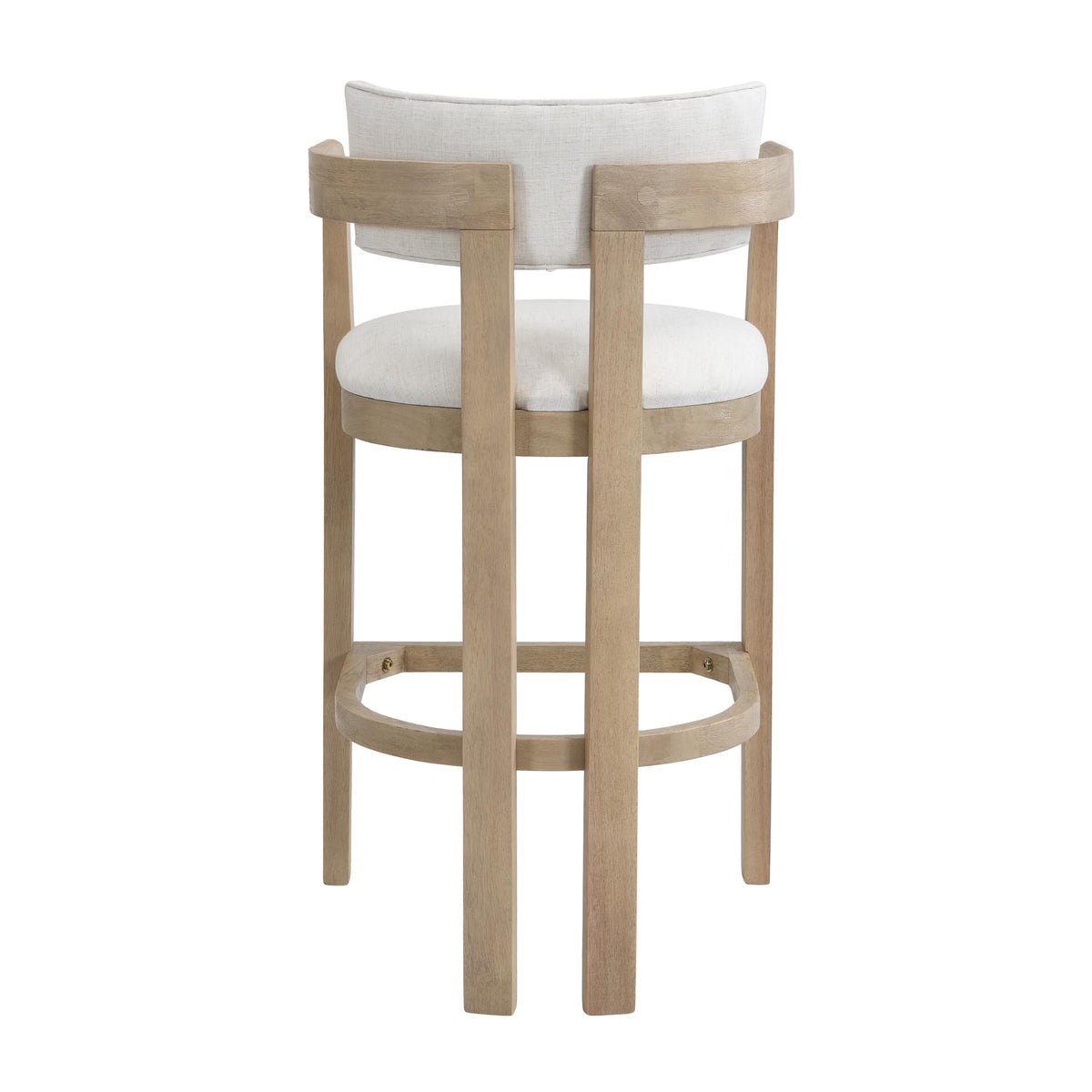 Christopher Knight Home Falcon Bar Stools Set of 2, Fabric Round Backrest Counter Height Barstool for Kitchen Island, Wooden Dining Room Chair, Bar Table Counter Stool with Footrest, Light Ash+Beige