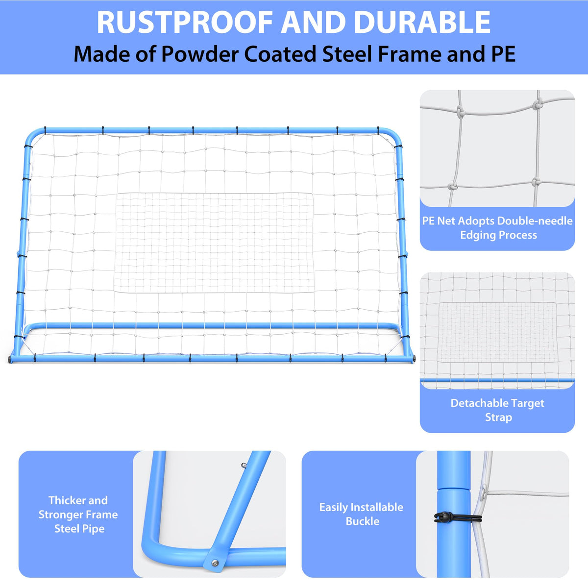 GarveeLife 6X4 Ft Adjustable Soccer Rebounder Net, Heavy Duty Soccer Rebound Net with Iron Frame, Rust Resistant, Football Training Equipment for Backyard/Field, Easy Assembly