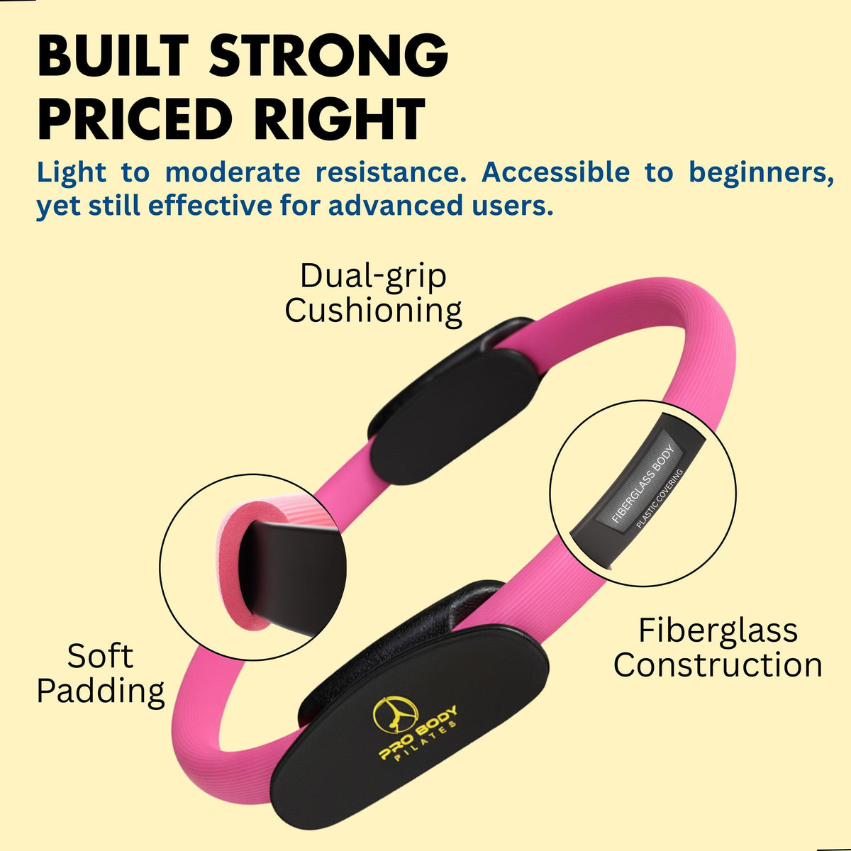 ProBody Pilates Ring Set with 14-Inch Magic Circle Ring, 9-Inch Exercise Ball, 5 Resistance Bands, Pump, Training Guides, & Storage Bag for Core Strength, Balance, Stability Training (Black)