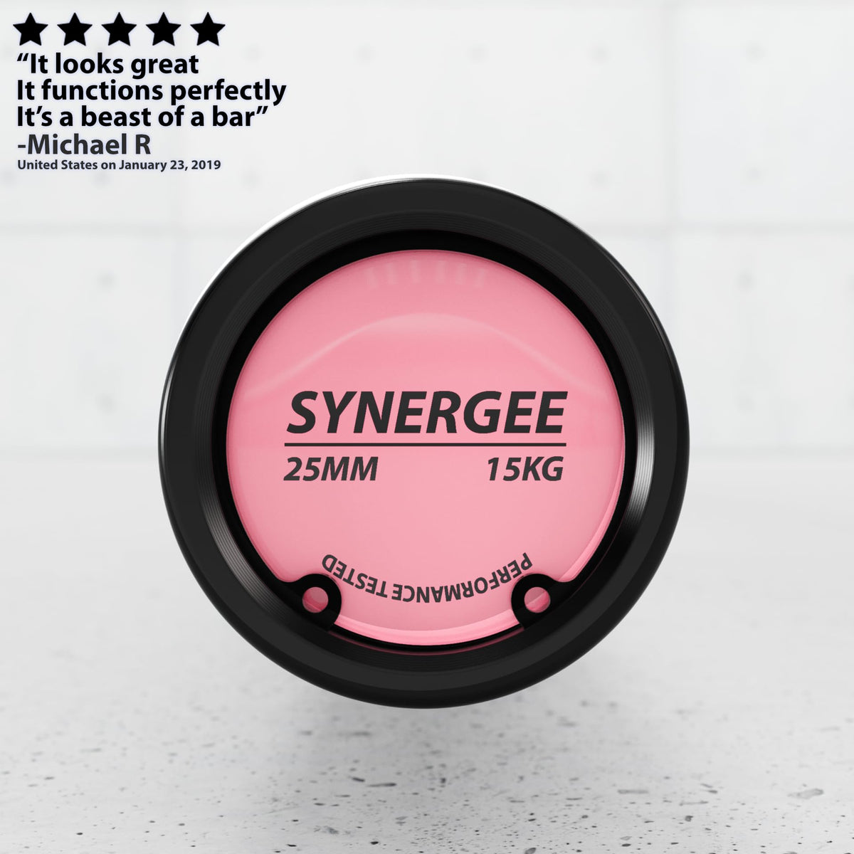 Synergee Regional Olympic 15kg Women’s Black Phosphate Barbell. Rated 1500lbs for Weightlifting and Powerlifting.