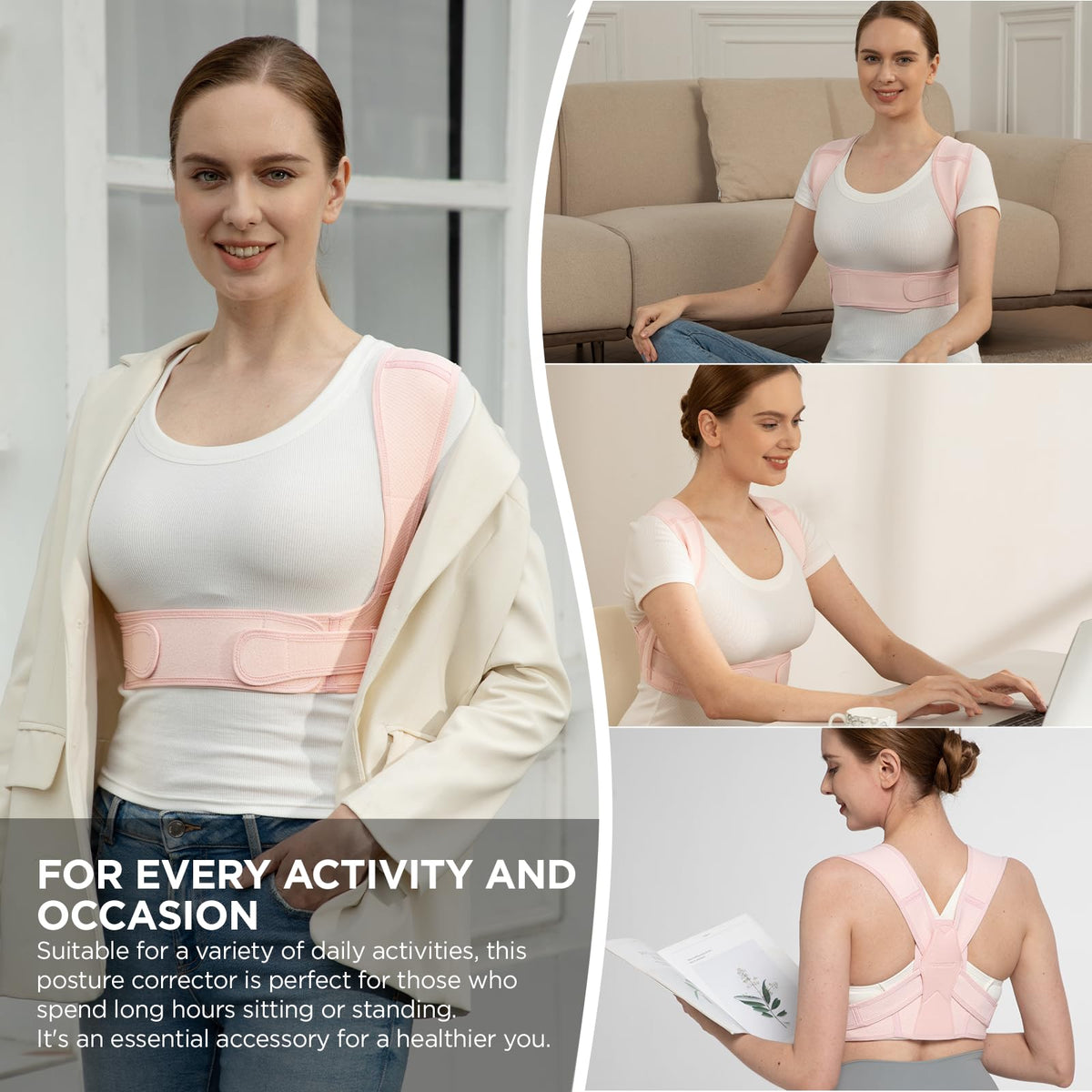 Vicorrect Posture Corrector for Women and Men, Adjustable Upper Back Brace for Clavicle Support and Providing Pain Relief from Neck, Shoulder, and Upper Back (S/M)