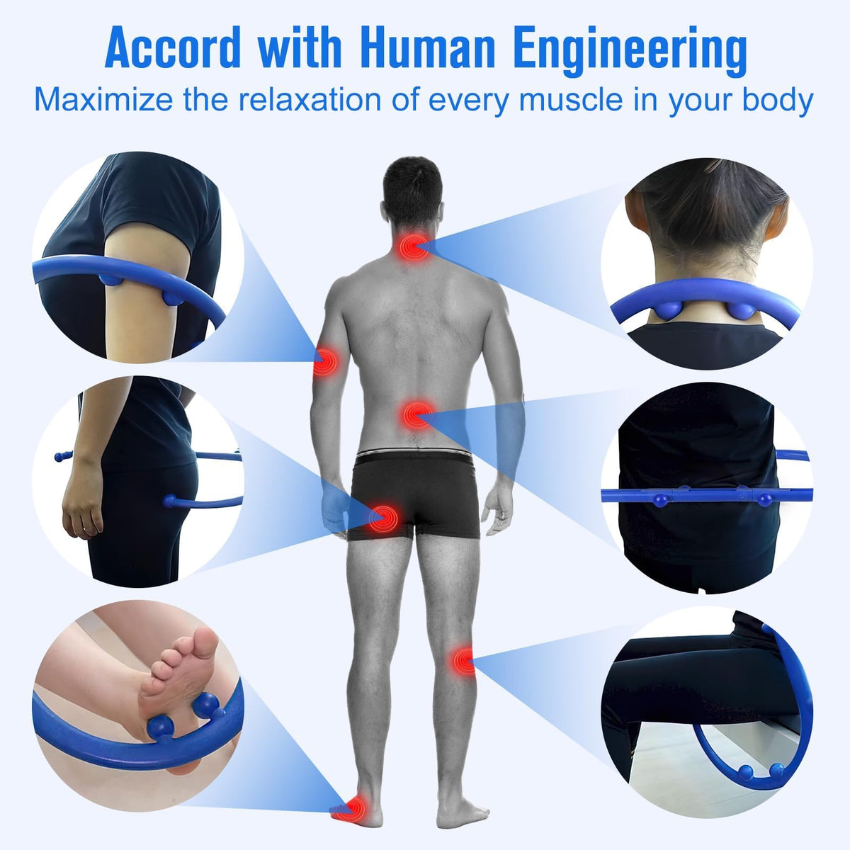 hlthsky Trigger Point Massage Tool,Two Shapes Handheld Back and Neck Massager for Pain Relief,Muscle Release Tool Manual Massage Hook Back Neck Shoulder Massager Blue - Gift for Women & Men