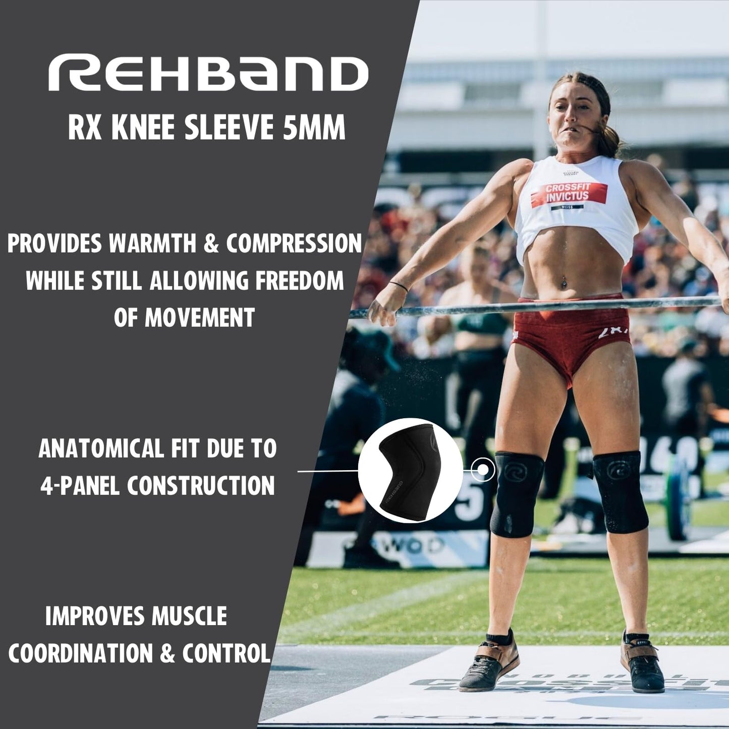 Rehband 5mm Knee Sleeves for Functional Training, Cross-Training & Powerlifting, Weightlifting Knee Support made of Neoprene, Unisex, Colour:White - 1 Pair, Size:X-Small