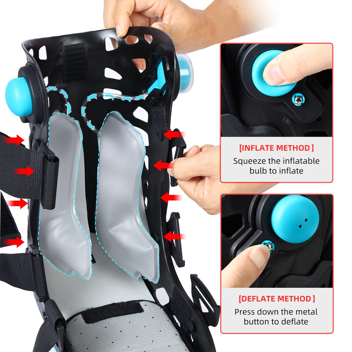 Medical Inflatable Walking Boot, Air Cam Walker Fracture Boot, Short Orthopaedic Boot for Sprained Ankle, Foot Pain Recovery, Stress Fracture, Broken Foot, Achilles Tendonitis Black (Medium)