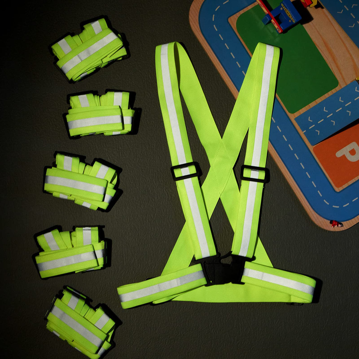Hercicy 30 Pcs Reflective Vest High Visibility Safety Vests, Adjustable Running Gear Straps Lightweight Reflector for Construction (Yellow)