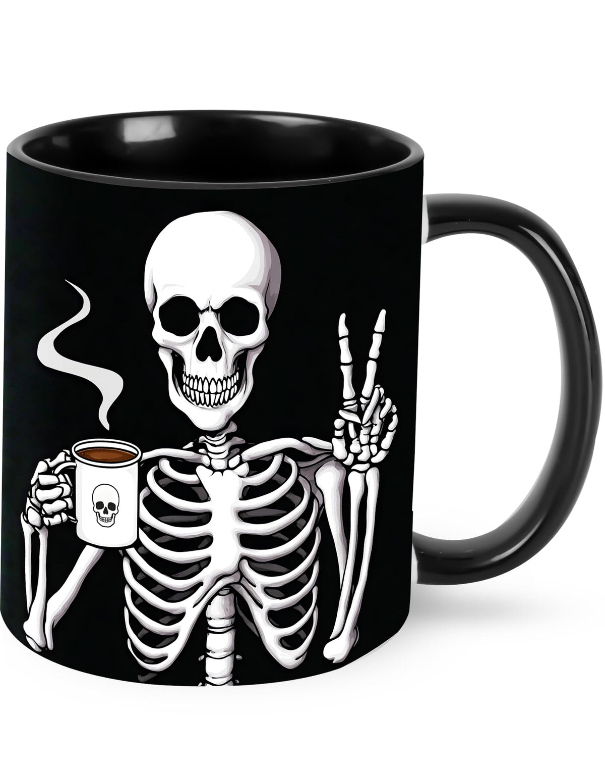 Yamegoun Skull Coffee Mug 11oz Ceramic Tea Cup Kitchen Decor Microwave Safe for Office and Home Novelty Christmas Gifts for Men Women