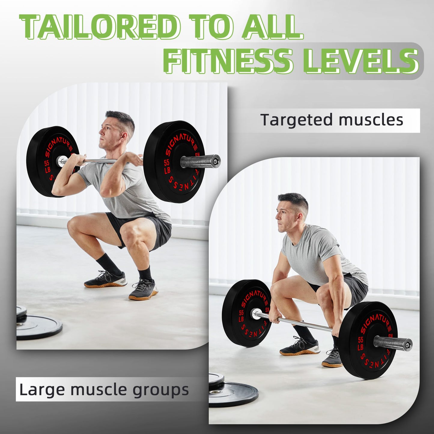 Fitvids Olympic Bumper Plates Set, 2" Weight Plates for Strength Training & Weightlifting, 100LB Set (15LB, 35LB), Multiple Packages