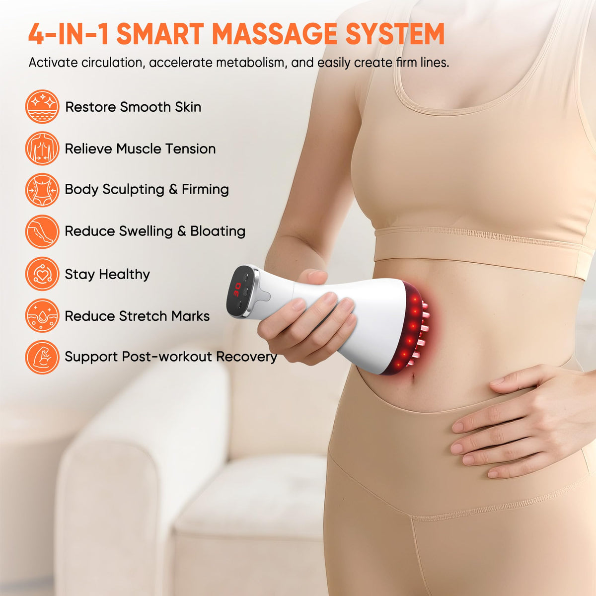 Rechargeable Lymphatic Drainage Massager & Cellulite Massage Tool with 3000mAh,Fascia Blaster for Reduce Stretch Marks for Legs, Arms & Belly,Body Sculpting Machine with Microcurrent for Office Travel