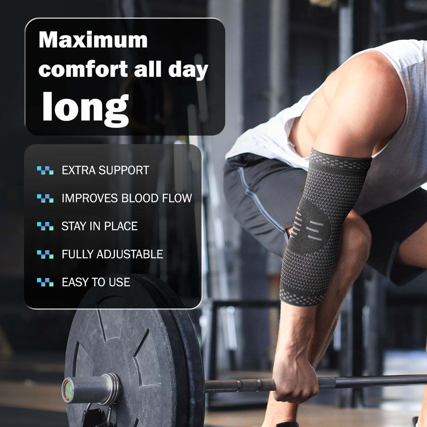POWERLIX Elbow Brace Compression Support - Elbow Sleeve for Tendonitis, Tennis Elbow Brace and Golfers Elbow Treatment, Arthritis, Workouts, Weightlifting – Reduce Elbow Pain (Black, L)