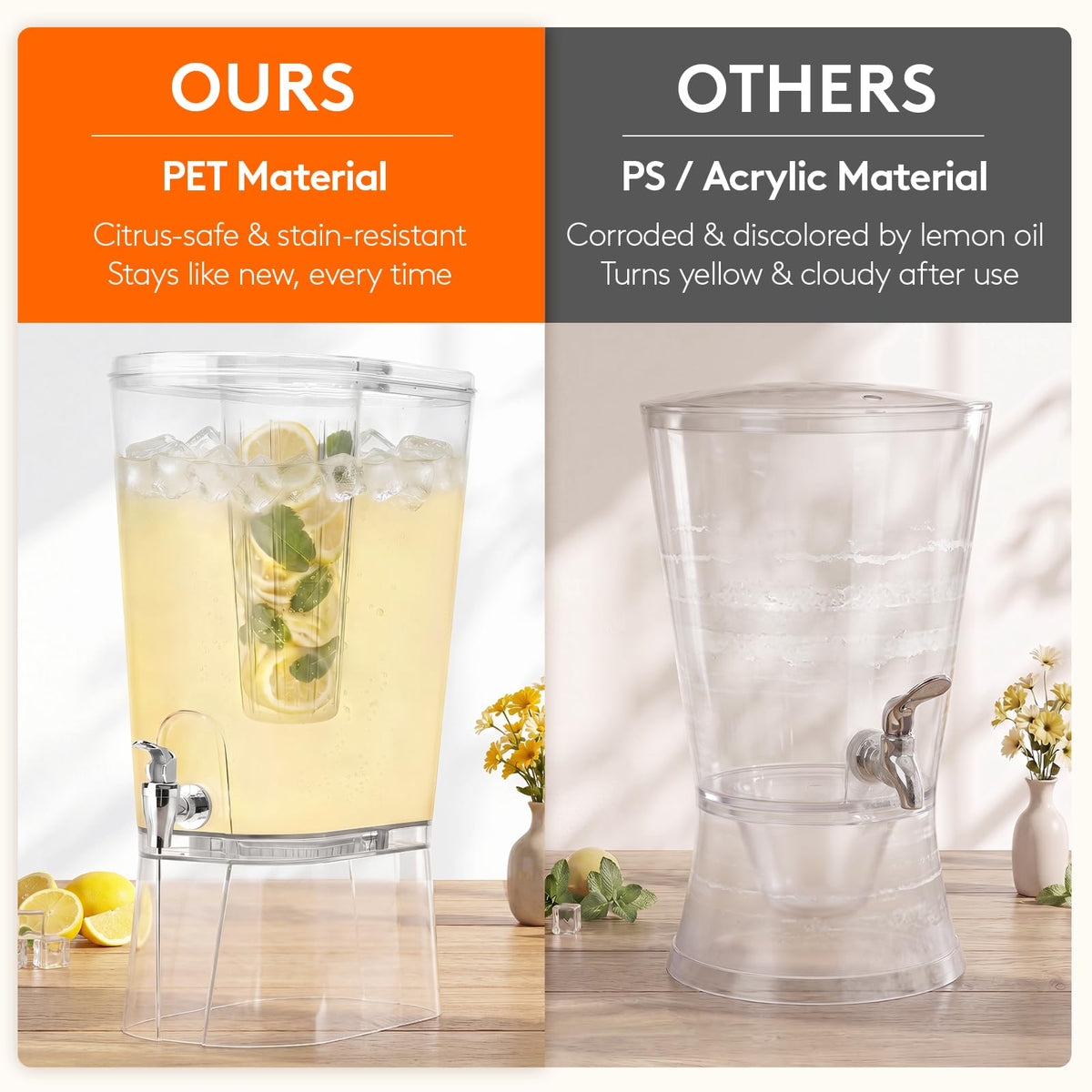 Lifewit 2 Gallon Drink Dispenser for Parties, Large Plastic Beverage Container with Fruit Infuser & Leak-Proof Spigot, BPA Free Water Pitcher for Juice/Tea/Lemonade - Ideal for Bar & Outdoor, 2 Pcs