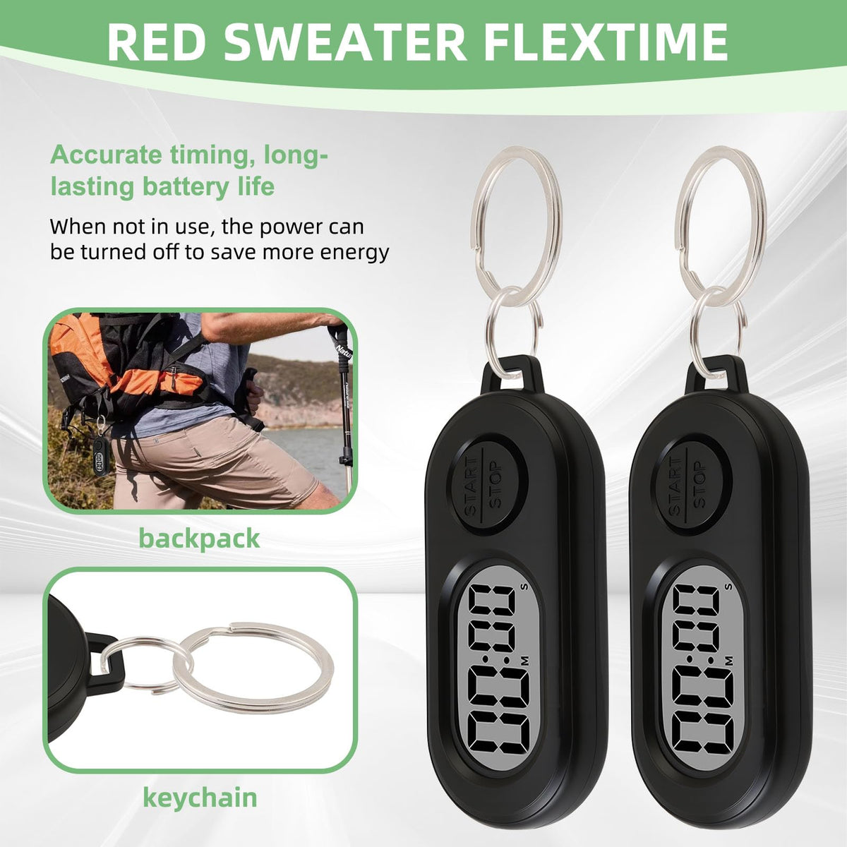 2 Pack Mini Digital Timer Keychain, Portable Countdown Timer and Stopwatch with LCD Display, Small Clip-On Pocket Timer for Cooking, Study, Workouts, Classroom and Daily Use
