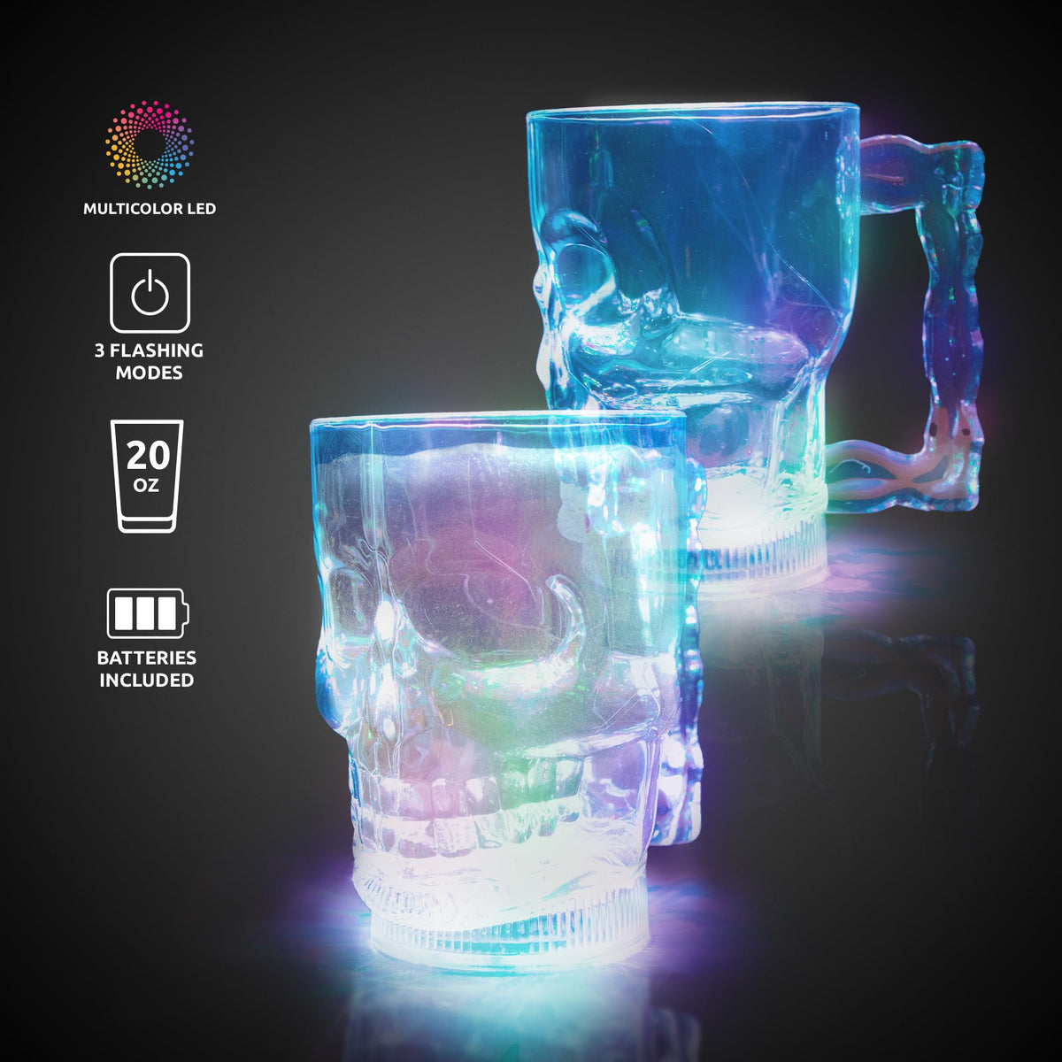 Fun Central Light Up Skull Mug with Multifunction LED - 20oz