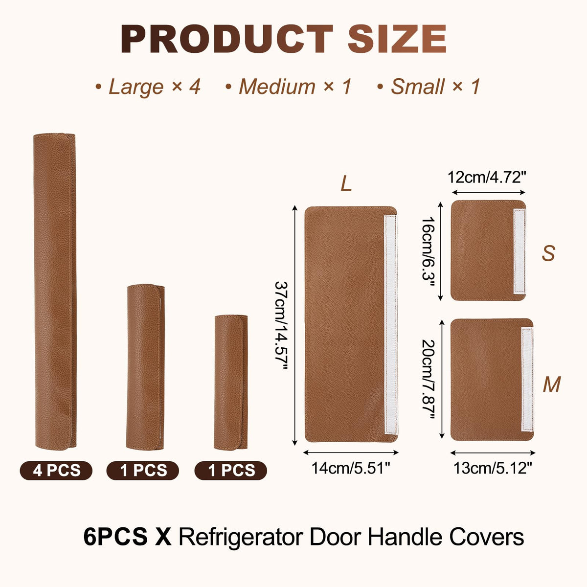 uxcell 6Pcs Refrigerator Door Handle Covers, PU Leather Kitchen Appliance Handle Protector, Anti-Static Fridge Handle Cover Keep Your Microwave Oven Dishwasher Clean, Brown