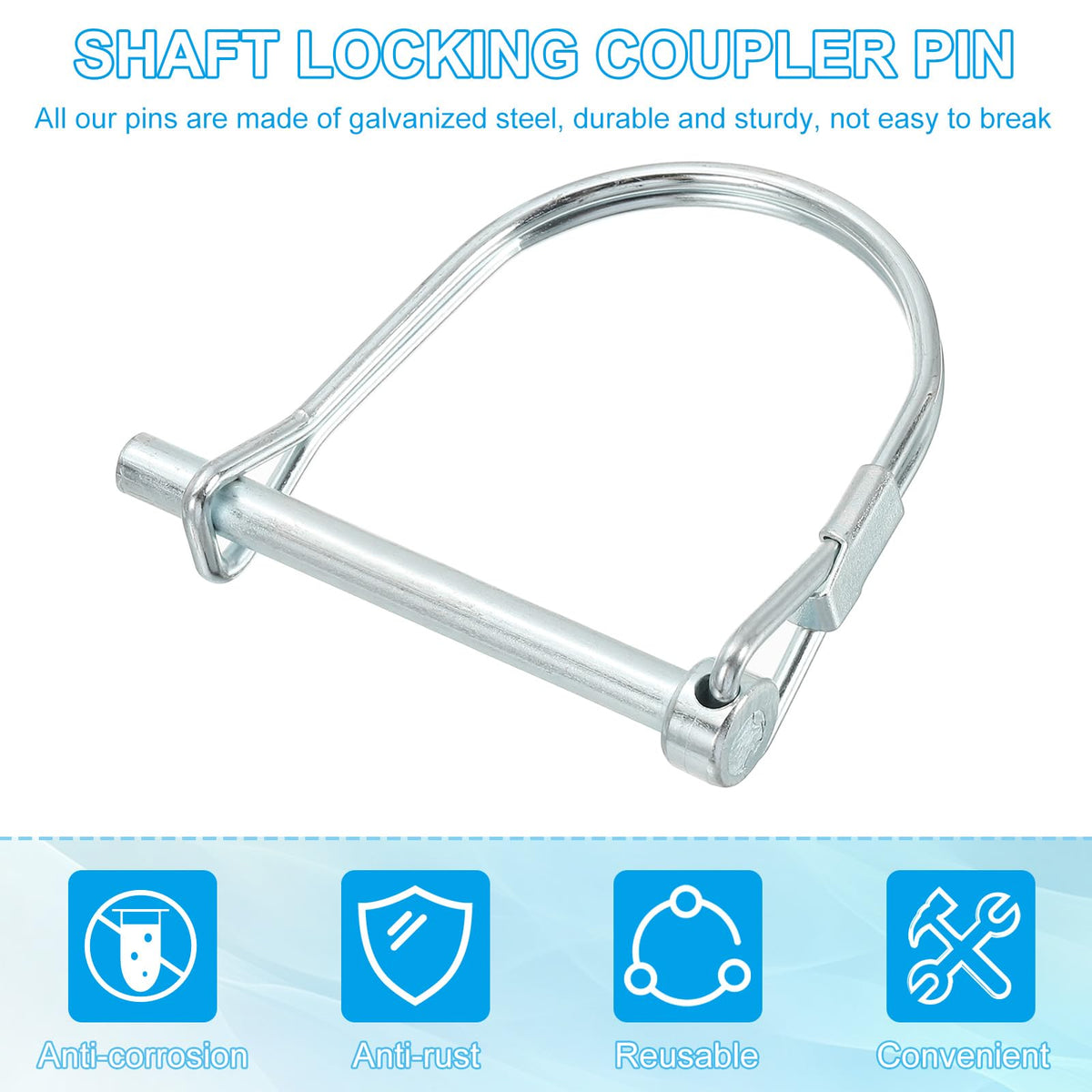 PATIKIL Trailer Coupler Pin 3/16x1-5/8x1.38"(D*L*IW), 6 Pcs Wire Lock Pin Safety Shaft Locking Pin Round Pto Pins for Farm Trailers Lawn Hitches Garden Tractor Kayak Boat (5x40x35mm)