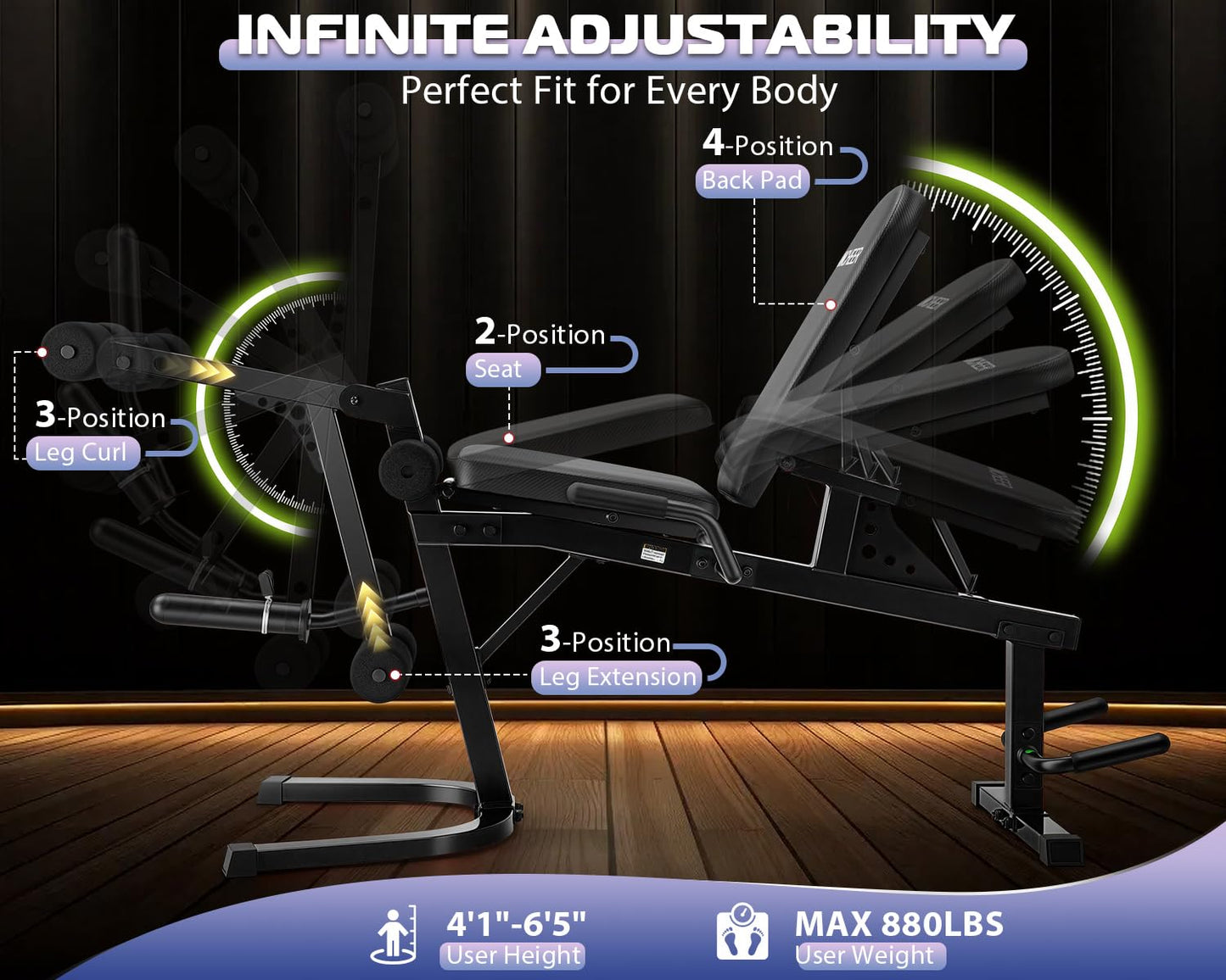 ANCHEER Leg Extension and Curl Machine, Adjustable Leg Curl Machine for Home Gym, 880LBS Seated & Lying Lower Body Workout Equipment Compatible with 1'' and 2'' Weight Plates