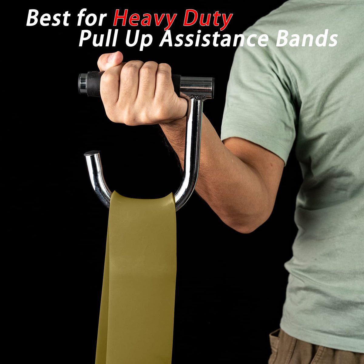 ACBEE Upgrated Pull Up Assistance Resistance Bands Handles, Unique Steel Stretch Elastic Exercises Band Attachment Handles with Rubber for Pull-up Bars Workouts Home Gym (Rubber Metal Handles)