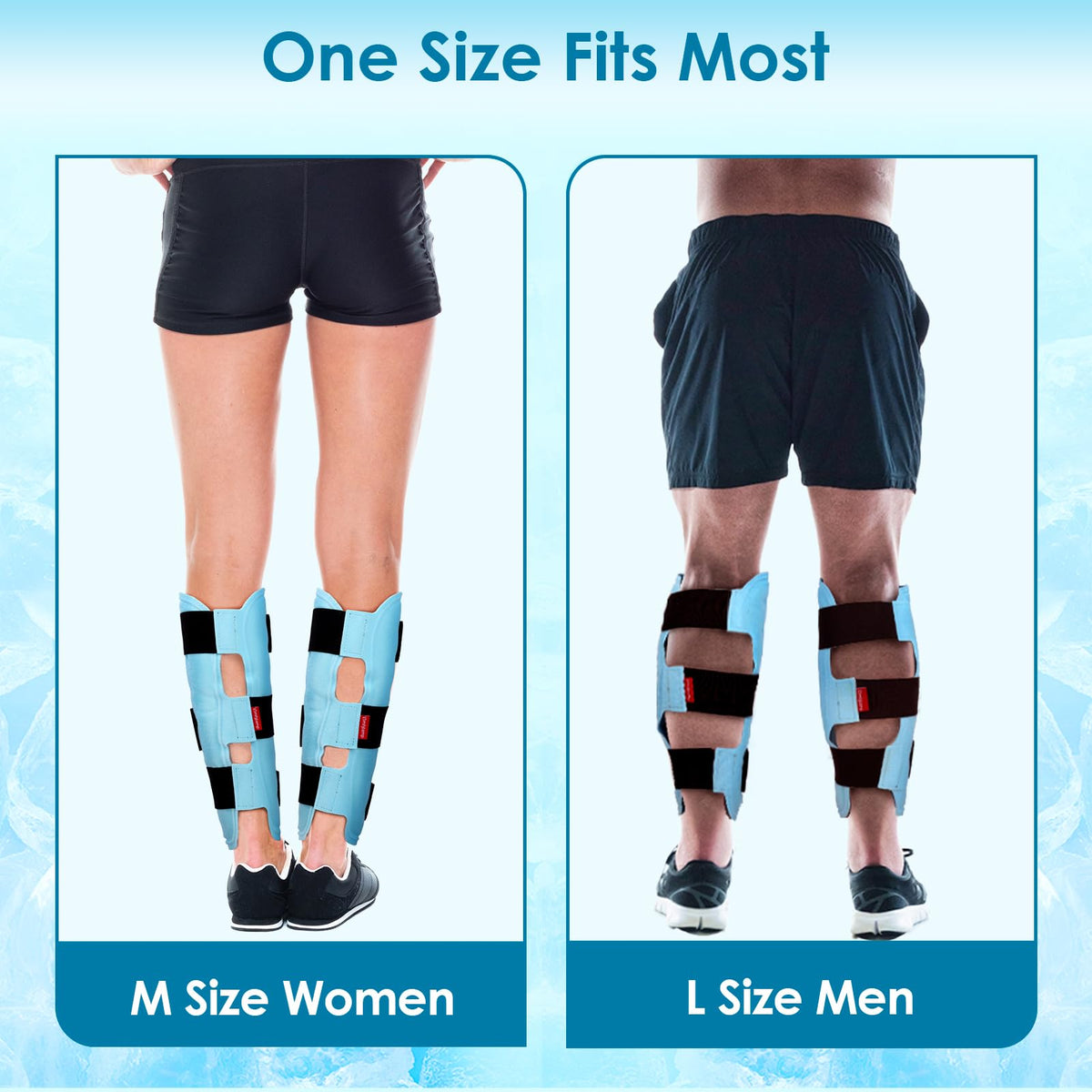 Comfytemp Calf Shin Splint Ice Packs for Injury Reusable, Elbow Gel Pad Wrap, Hot Cold Compression Freeze Sleeve for Swelling, Tendonitis, Knee, Leg, After Surgery, 2 Packs, S - M