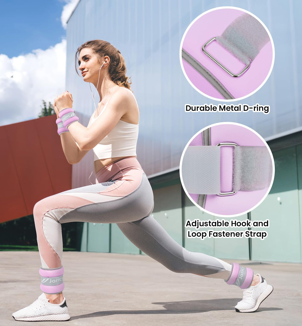 Ankle Weights, Wrist Leg Arm Weight for Women Men with Adjustable Straps, A Pair of 2LBS(1LB Each Weight) Arm Weighted for Running Walking Yoga Gymnastics Physical Therapy, Light Purple