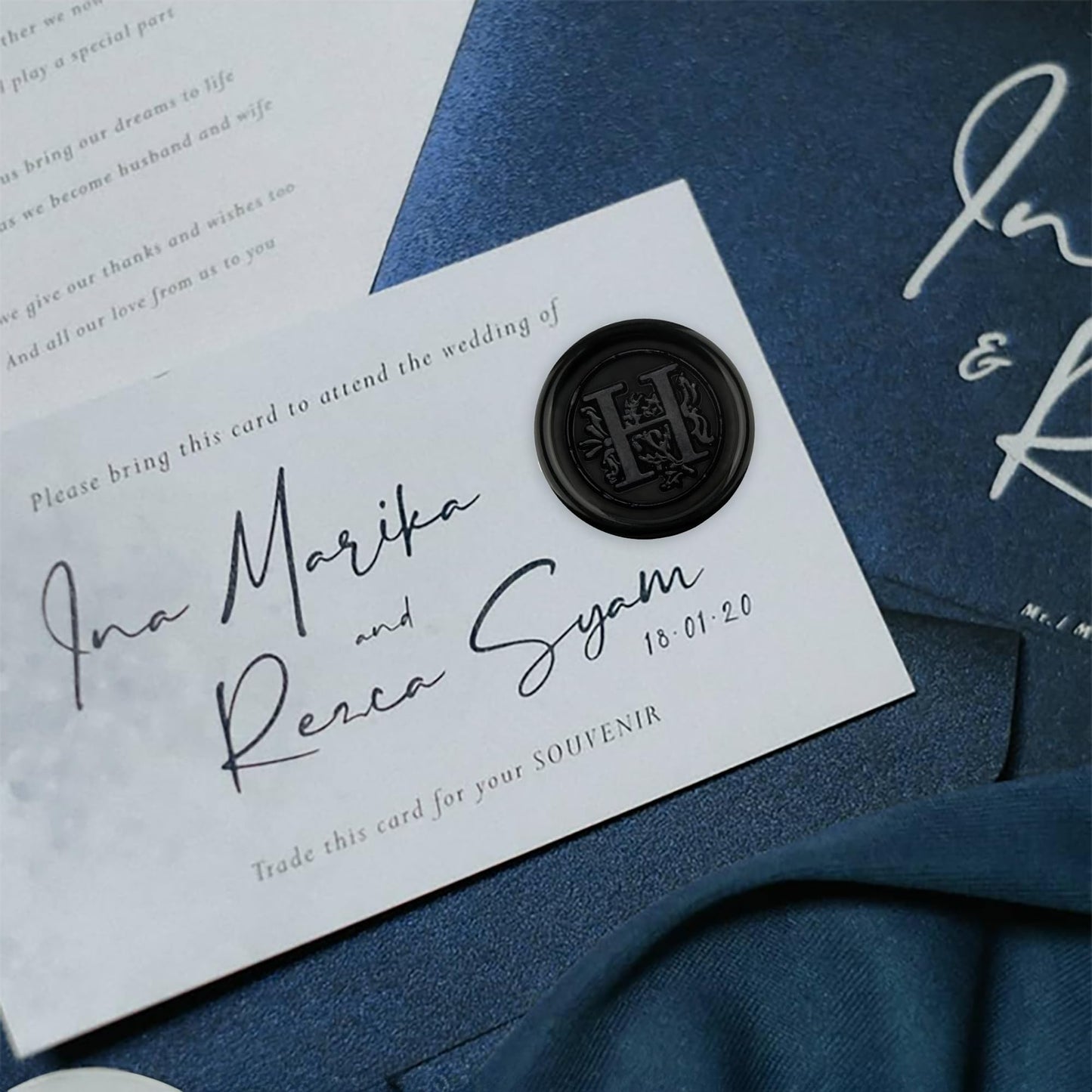 100Pcs Black Wax Seal Stickers Handmade Envelope Seals Self Adhesive Letter Wax Stickers for Wedding Party Invitations, Envelope, Gift Wrap, Christmas(Initial S, Black)
