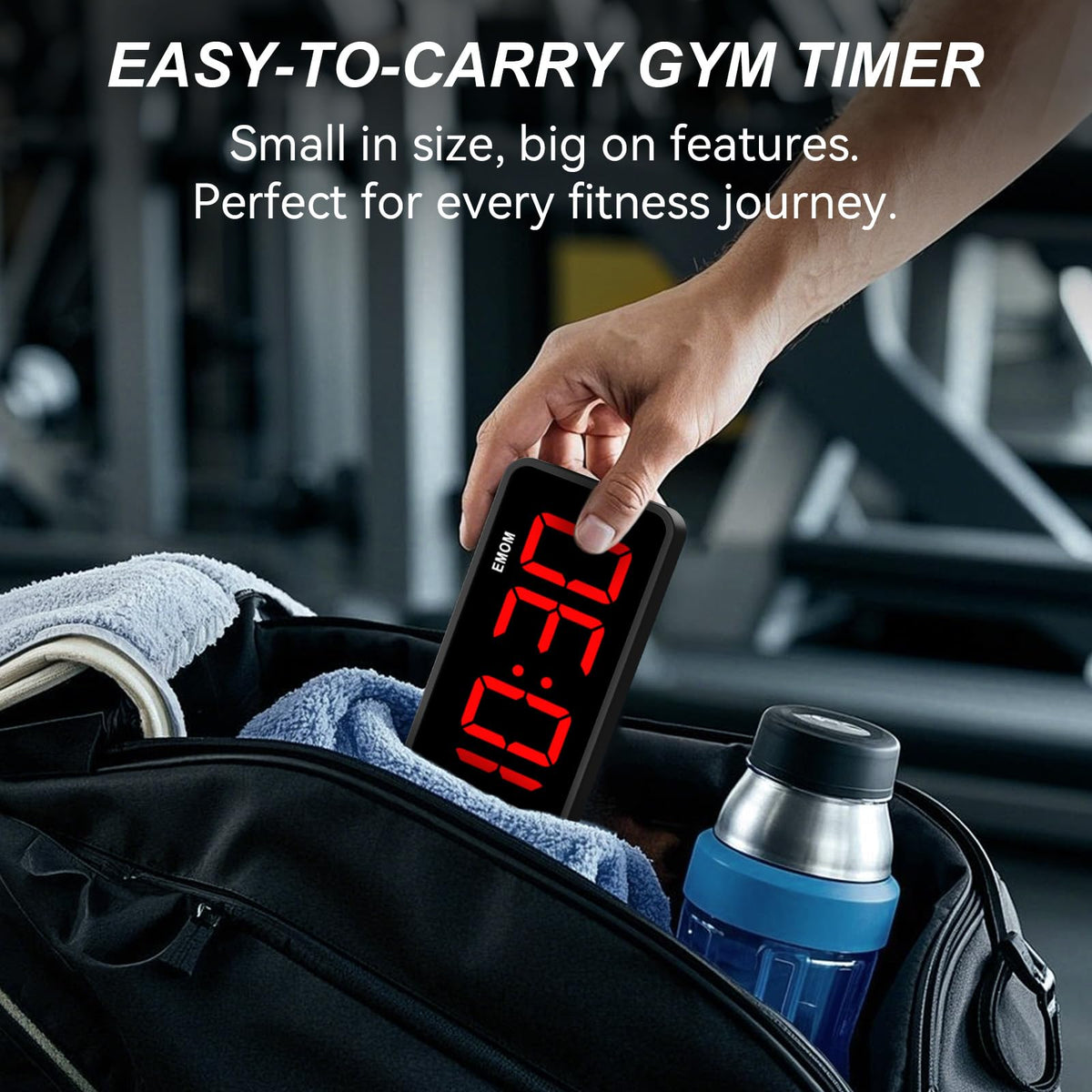 Acedeck Portable Gym Timer Clock: Fitness Digital Clock with Strong Magnet - Remote Control for Fitness Enthusiasts - Powerful Battery for Home Gym Garage Boxing Black