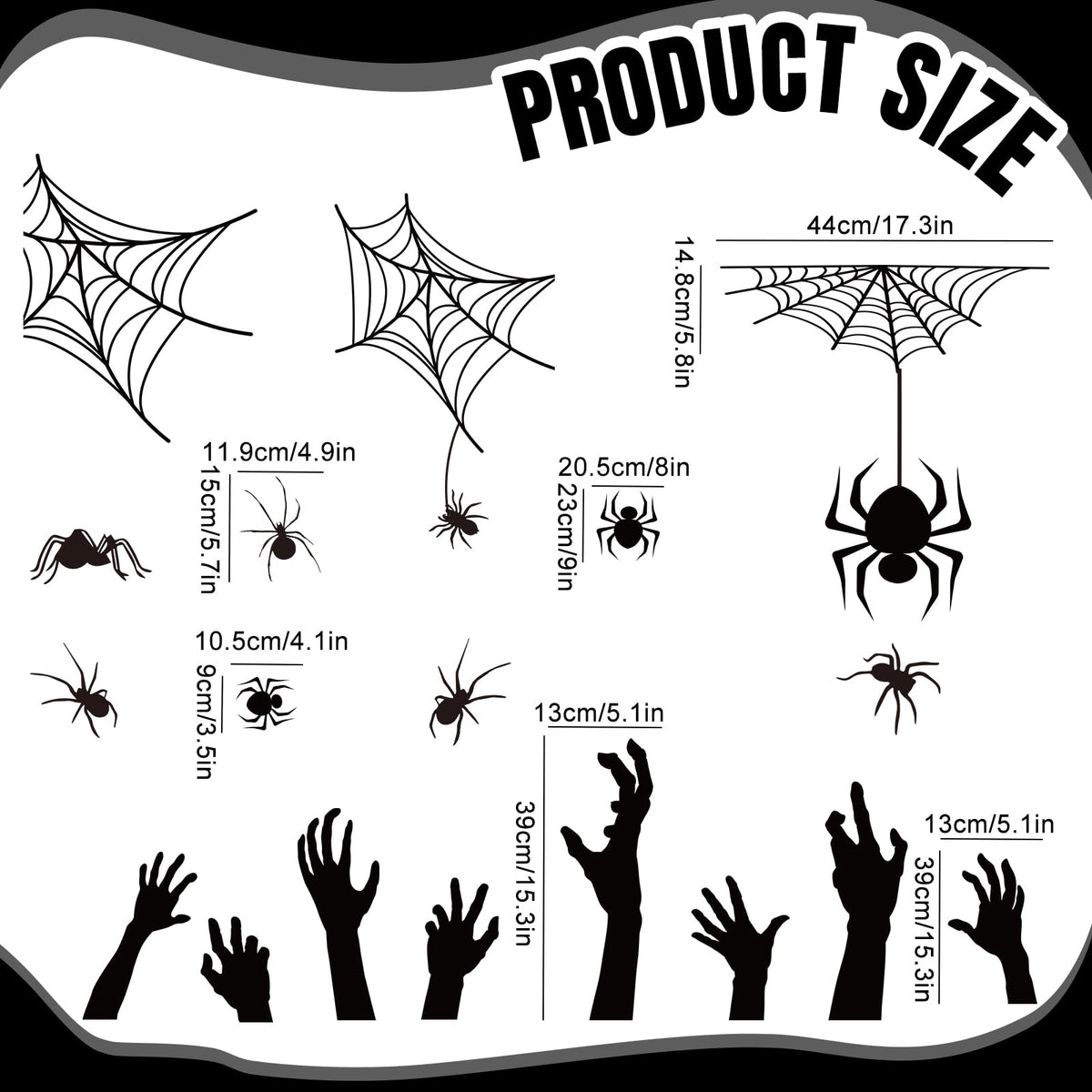 JarThenaAMCS 22 Pcs Halloween Garage Magnets Decoration Black Spider Web Hand Garage Door Decals Magnetic Refrigerator Stickers for Halloween Holiday Party Home Car