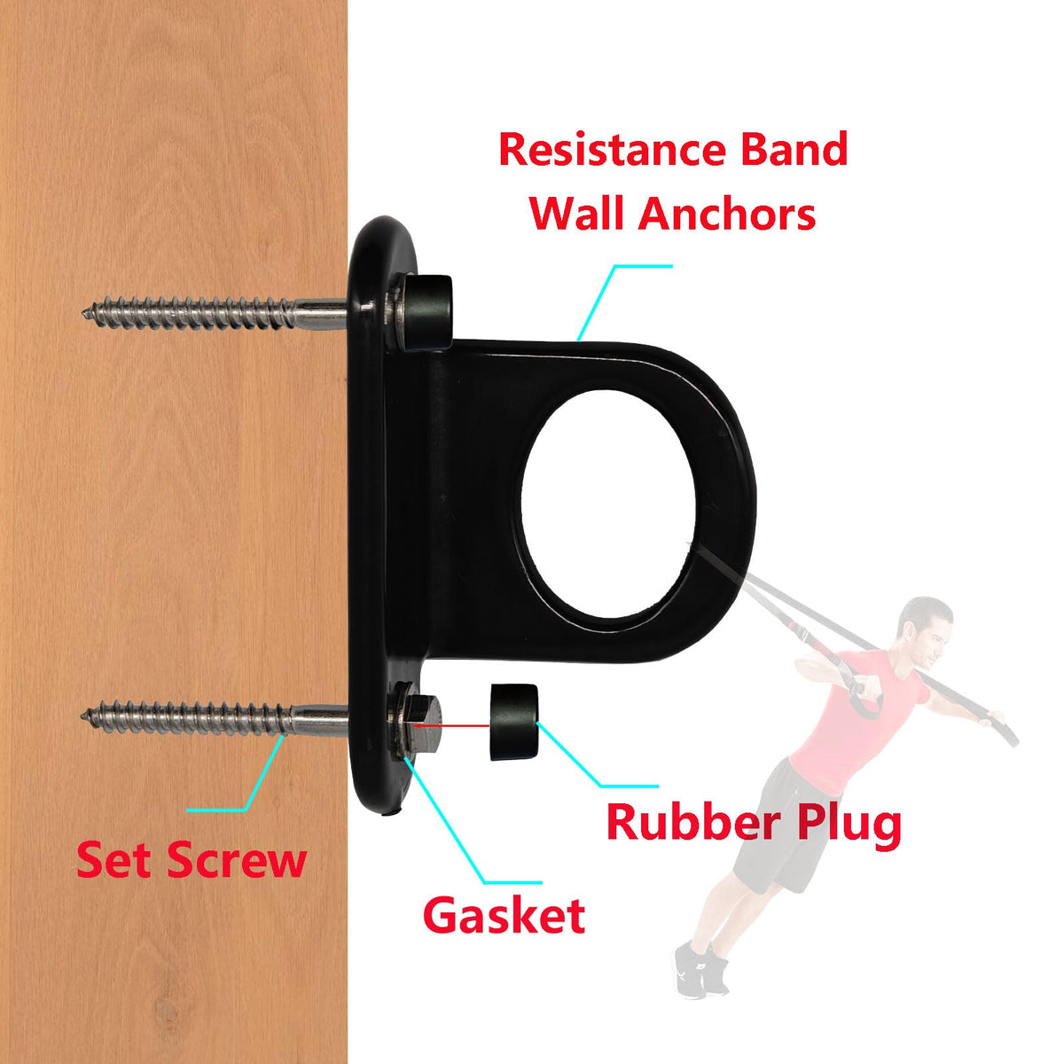 Resistance Band Wall Anchor (3PCS), Wall Mount Hooks for Home Workouts, Yoga, Gym, Stretch Straps & Suspension Trainers