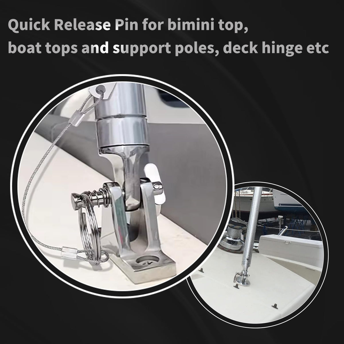 Laorde Bimini Top Quick Release Pins 1/4 inch Diameter with Drop Cam and Spring, Usable Length 0.9 inch, Full 316 Stainless Steel, Marine Hardware (4 PCS)