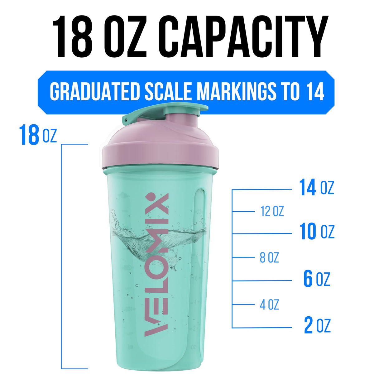 VELOMIX -3 PACK- 14 oz Protein Shaker Bottle for Protein Mixes - 3x Wire Whisk | Leak Proof Shaker Cups for Protein Shakes | Stackable Protein Shaker Bottle Pack | Dishwasher Safe (Mixed Colors)