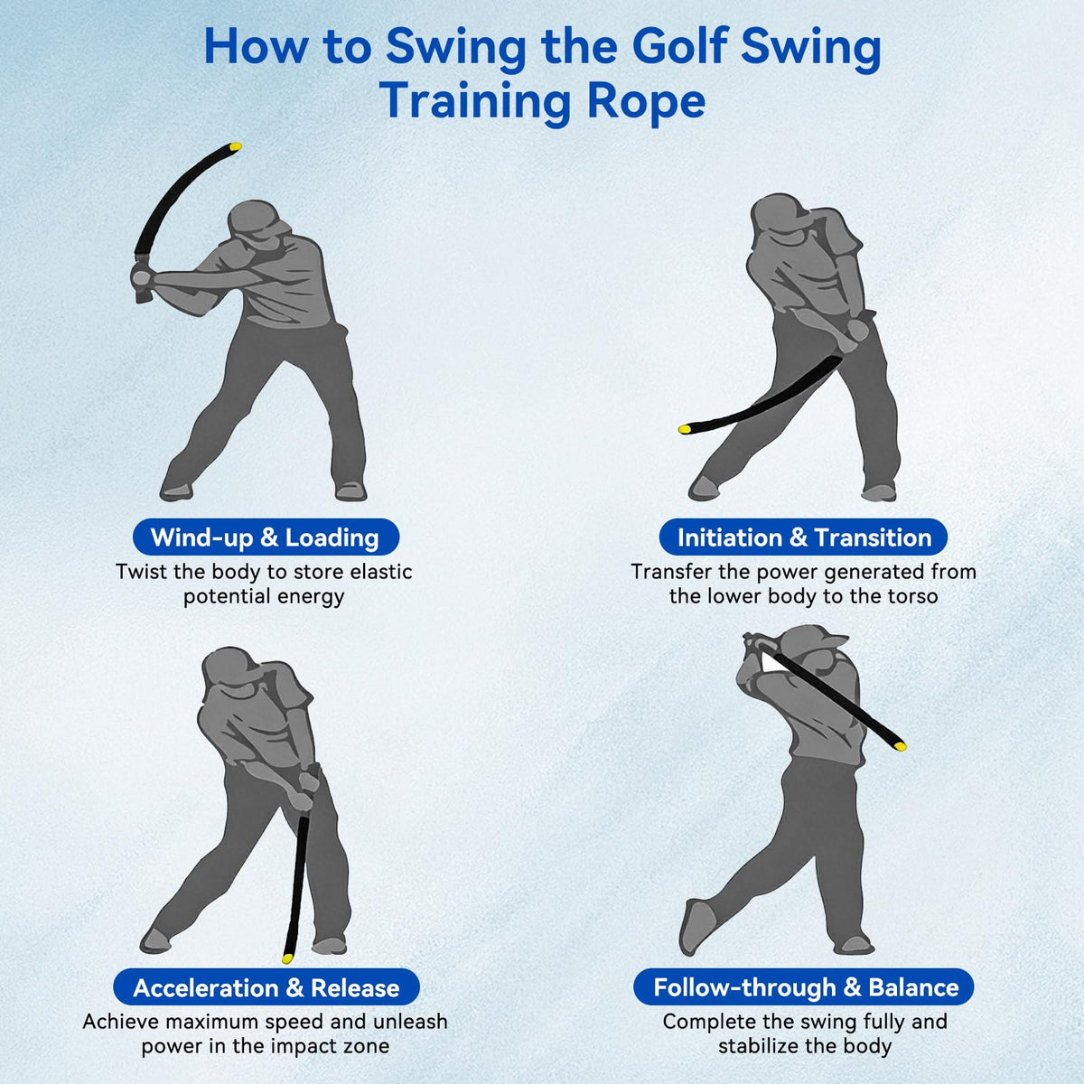 MIKOSI Weighted Golf Rope Swing Trainer - Swing Training Aid to Improve Tempo, Speed, Rhythm, Flexibility and Strength for All Levels, Golf Warm-Up Practice Equipment