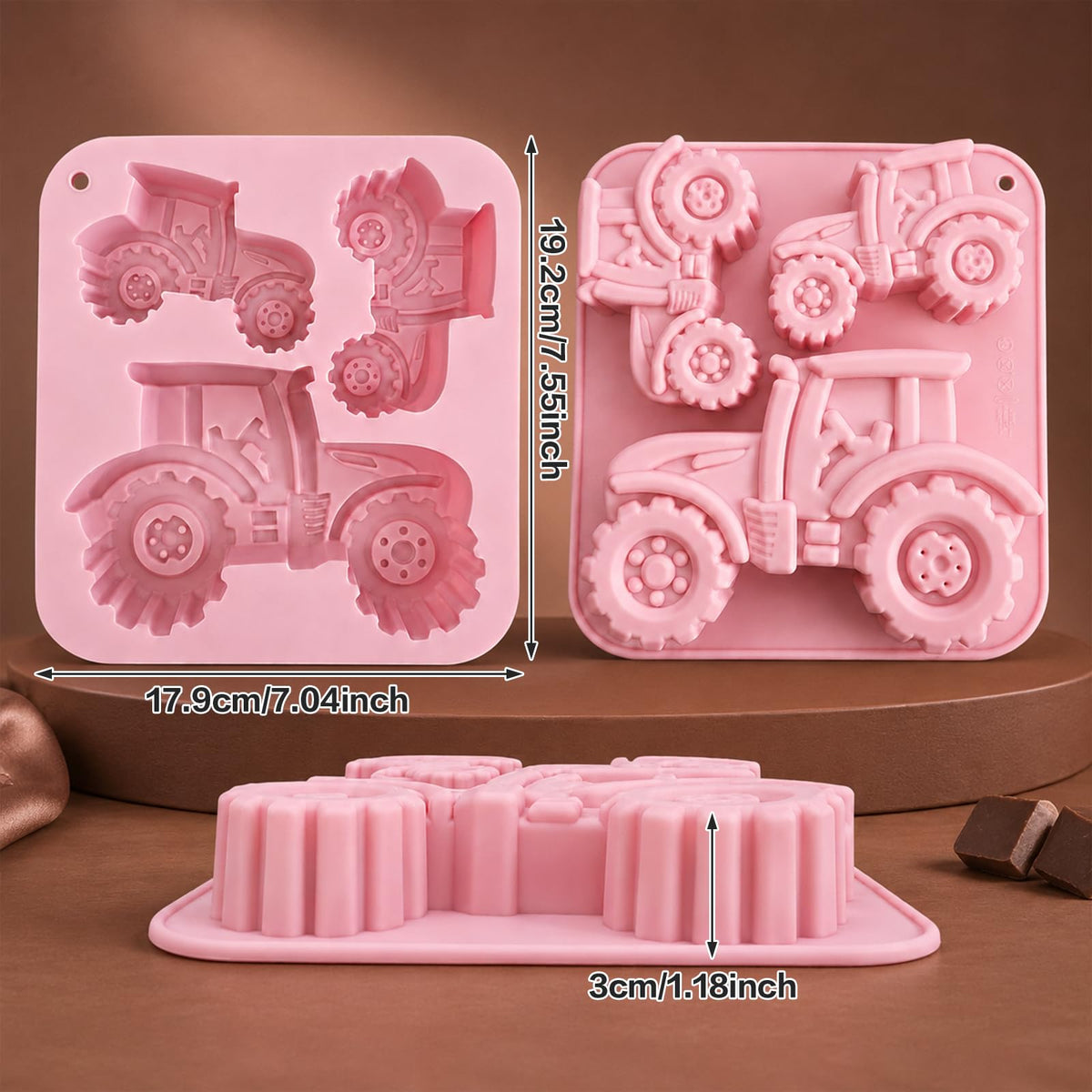 2 Pack Tractor Silicone Mold 3D Tractor Themed Silicone Molds Food Grade Non-Stick Silicone Molds Tractor Shape Cake Mold for Chocolate Candy Resin Epoxy Handmade Soap Gummy Ice Cube DIY Crafts