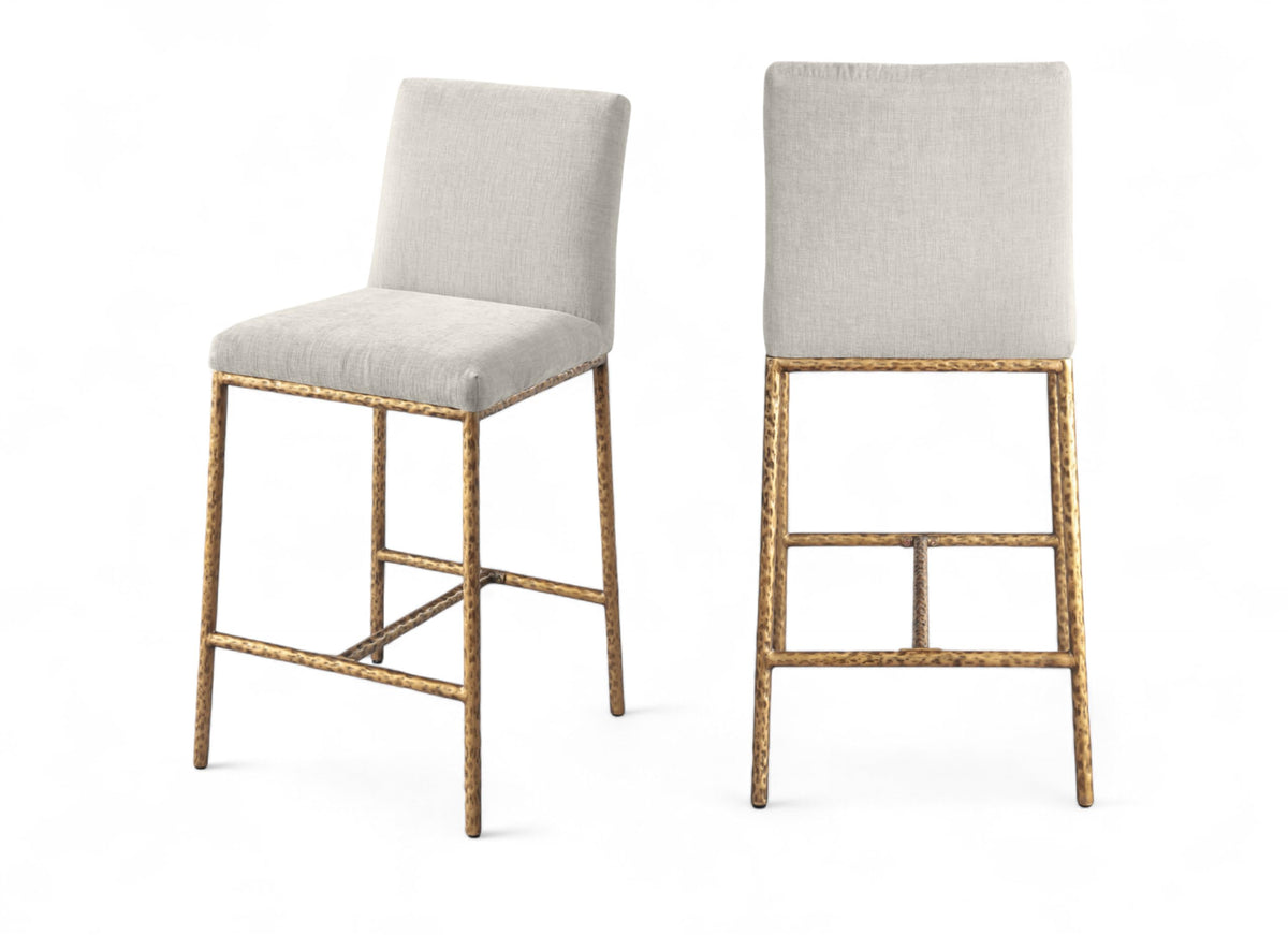Meridian Furniture Reeves Cream Chenille Upholstered Counter Stool (Set of 2)