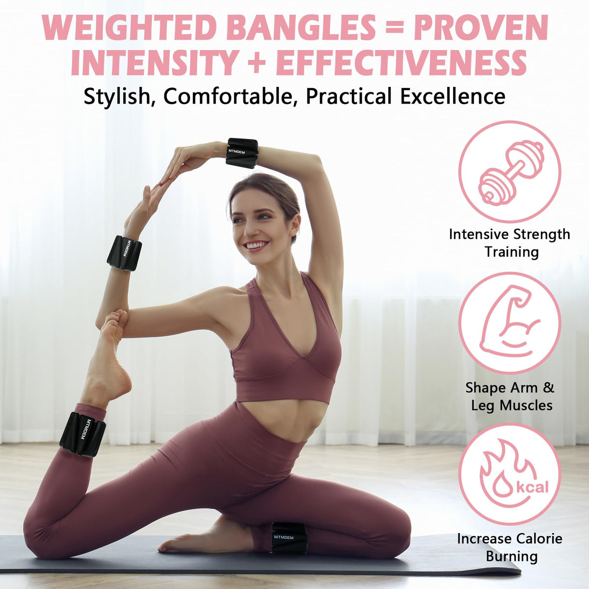 Ankle Weights for Women & Men, Adjustable Wrist & Ankle Weights 2 LB Each for Beginner & Pro, Soft Silicone Weighted Bangle for Walking, Pilates, Yoga, Running, Swimming, Arm & Leg Workouts (Set of 2)
