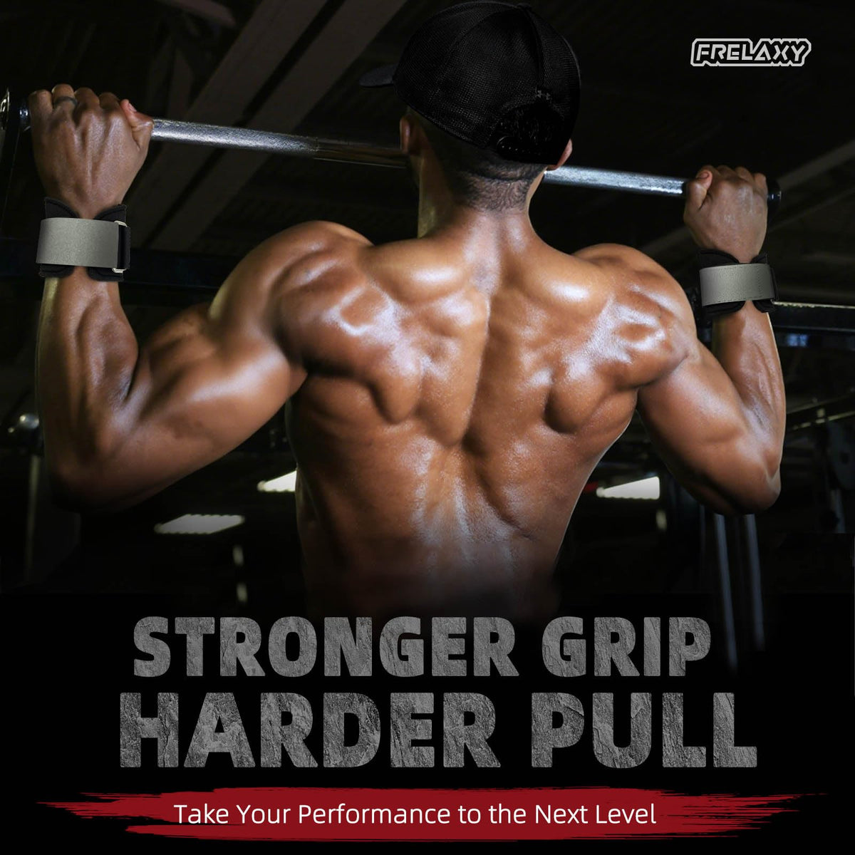 Frelaxy Lifting Wrist Straps, Rubber Weight Lifting Grips with Non-Slip Palm & Wrist Wraps Support for Deadlifts, Pull Ups, Rows, Heavy Powerlifting, Lat Pulldowns (Grey)