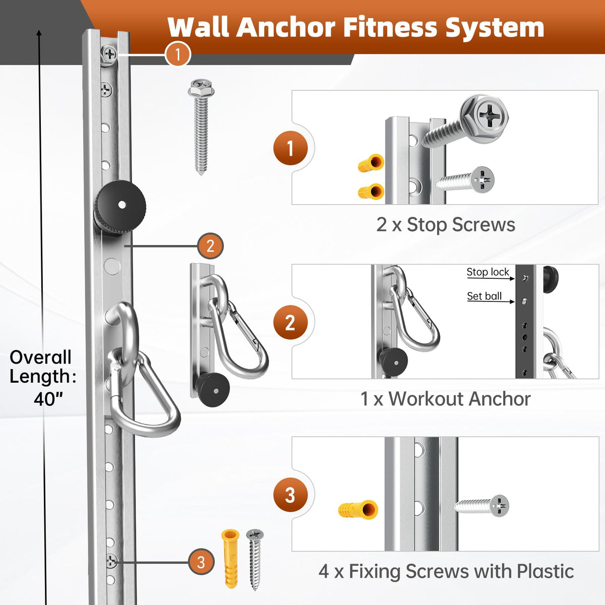 Adjustable Resistance Band Wall Mount System,Home Gym Dedicated Resistance Band Wall Anchor, Ideal for Strength Training, Physical Therapy & Rehab Training