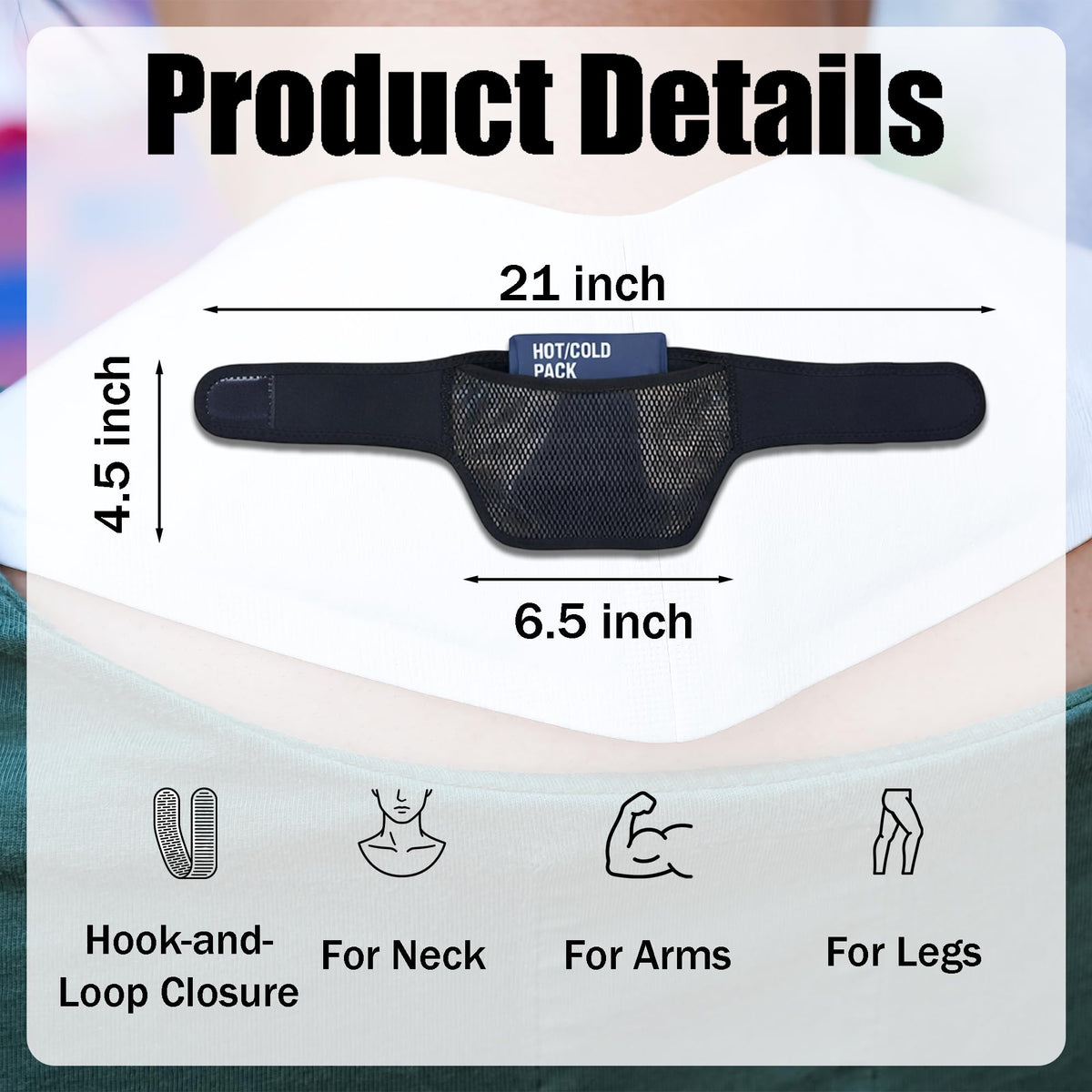 Neck Ice Pack Wrap Holder – Ice Pack Wrap for Neck, Flexible Ice Pack Strap with Mesh Pocket for Hot Cold Pack, Reusable Cold Compress & Heat Pack Wrap for Shoulder,Legs (Ice Pack Not Included)